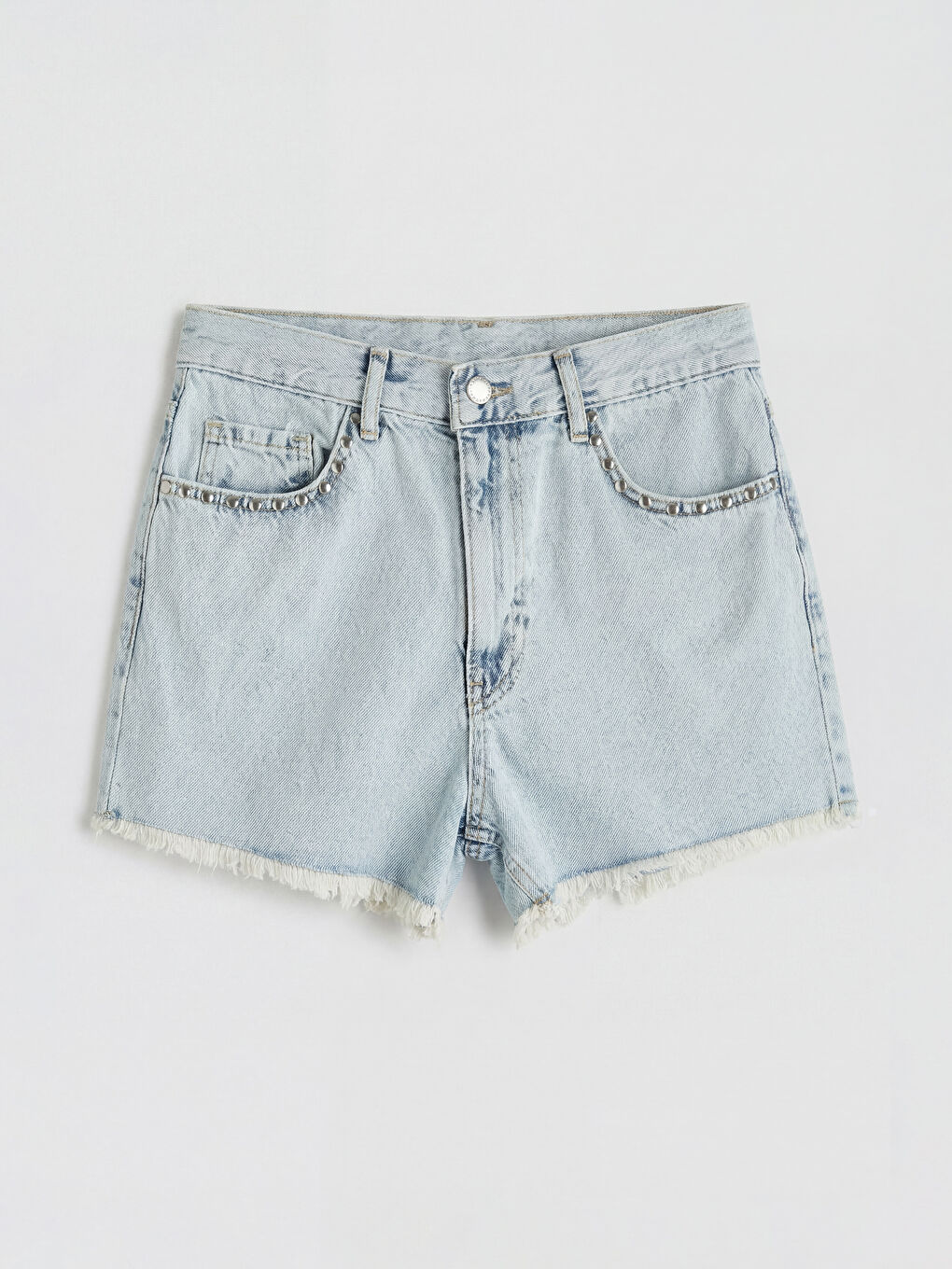 Rhinestone Embellished Women's Denim Shorts-4