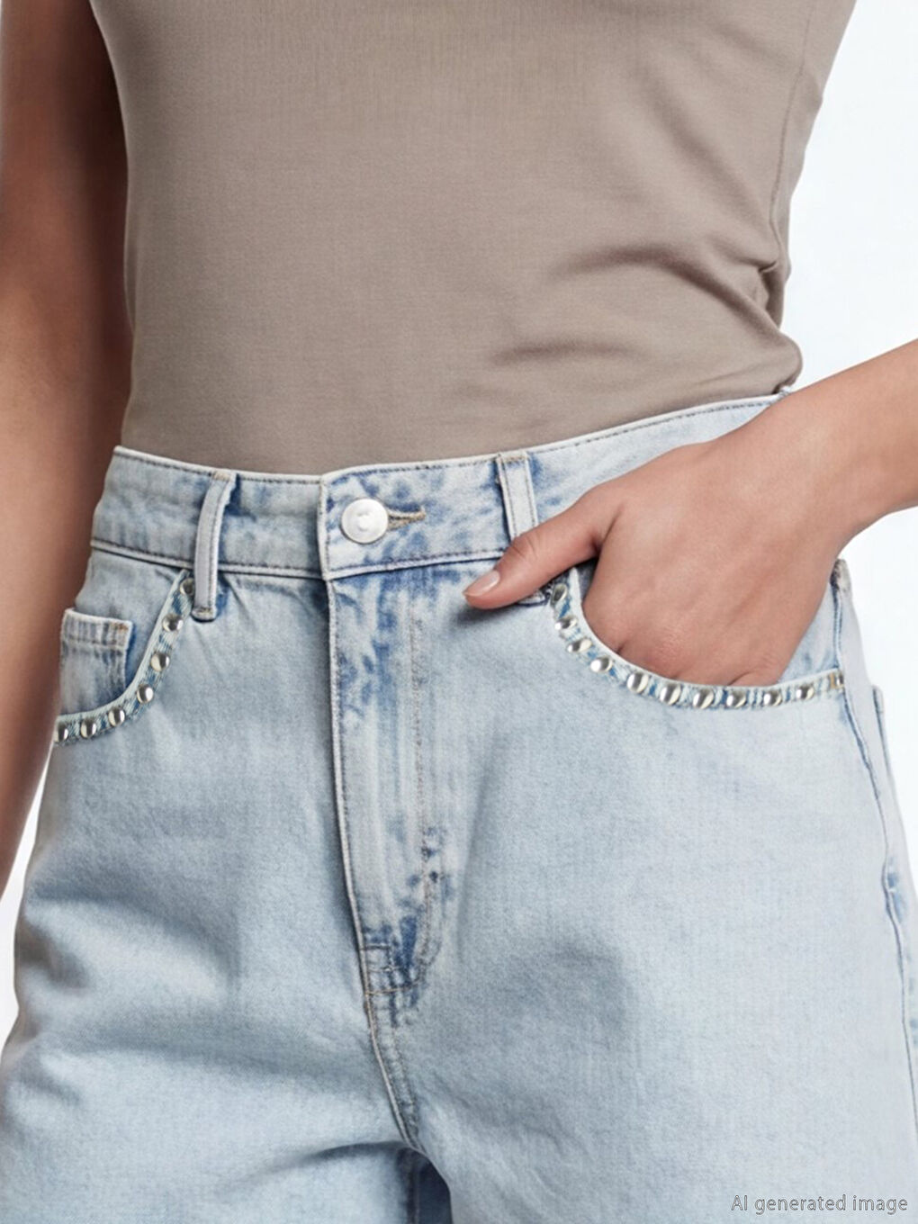 Rhinestone Embellished Women's Denim Shorts-2