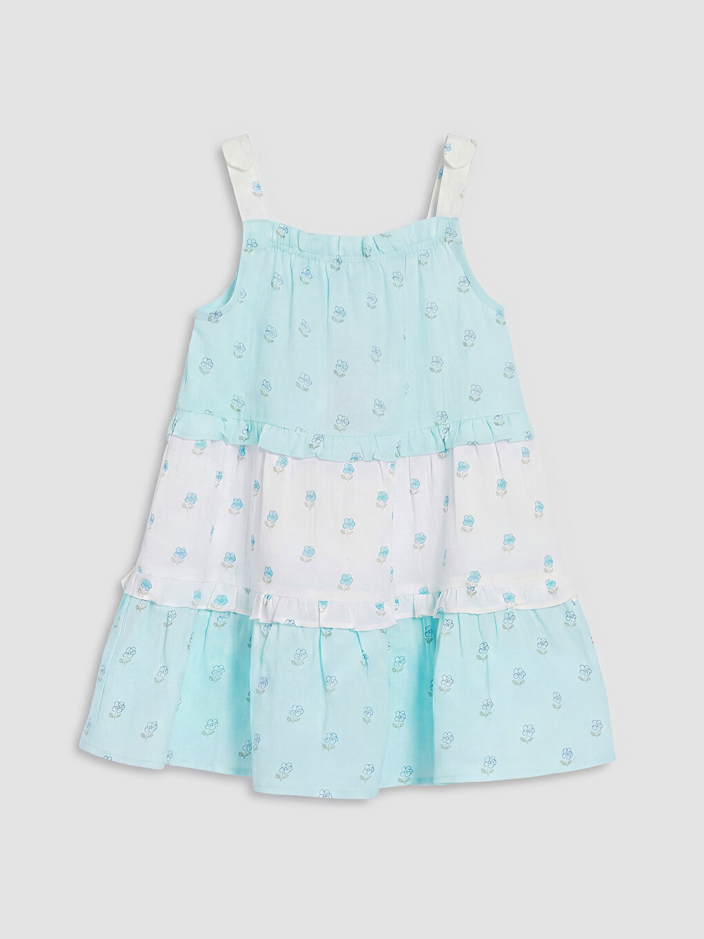 Rochie din muselină cu model floral și guler pătrat pentru fete-1