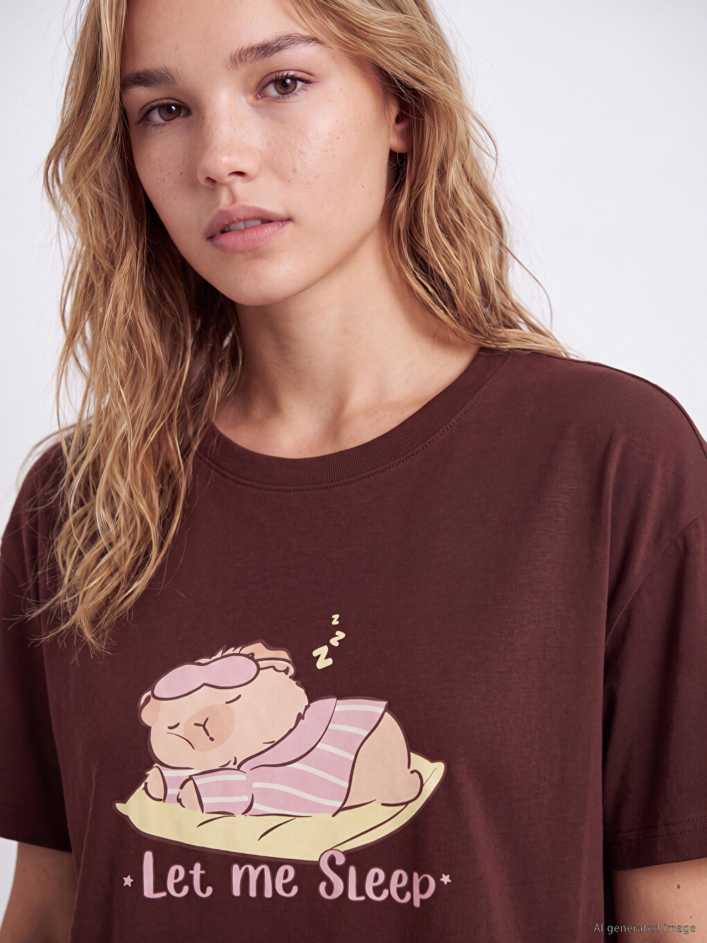 Crew Neck Printed Women's Nightdress-2