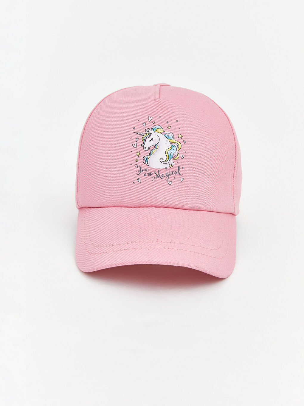 Pembe Baskılı Kız Çocuk Kep Şapka 