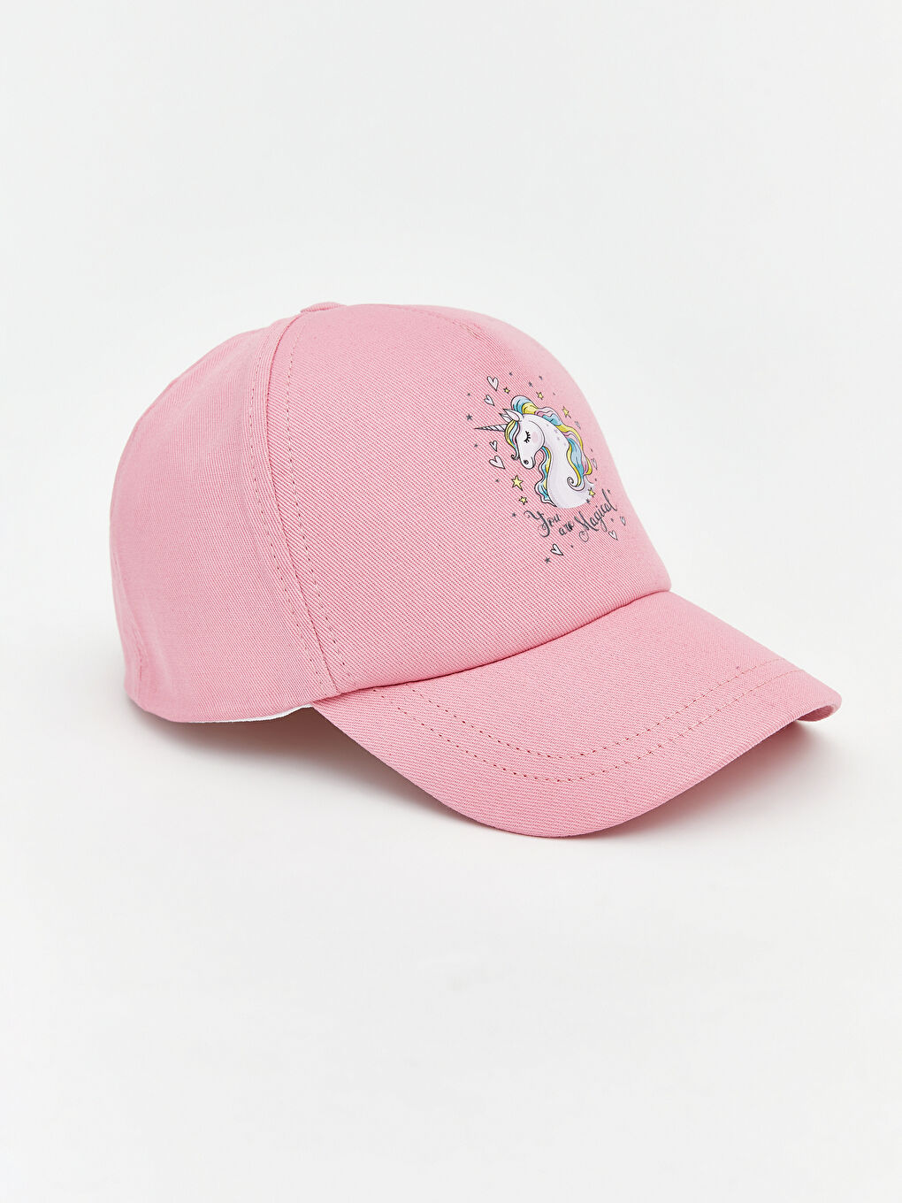 Pembe Baskılı Kız Çocuk Kep Şapka -1