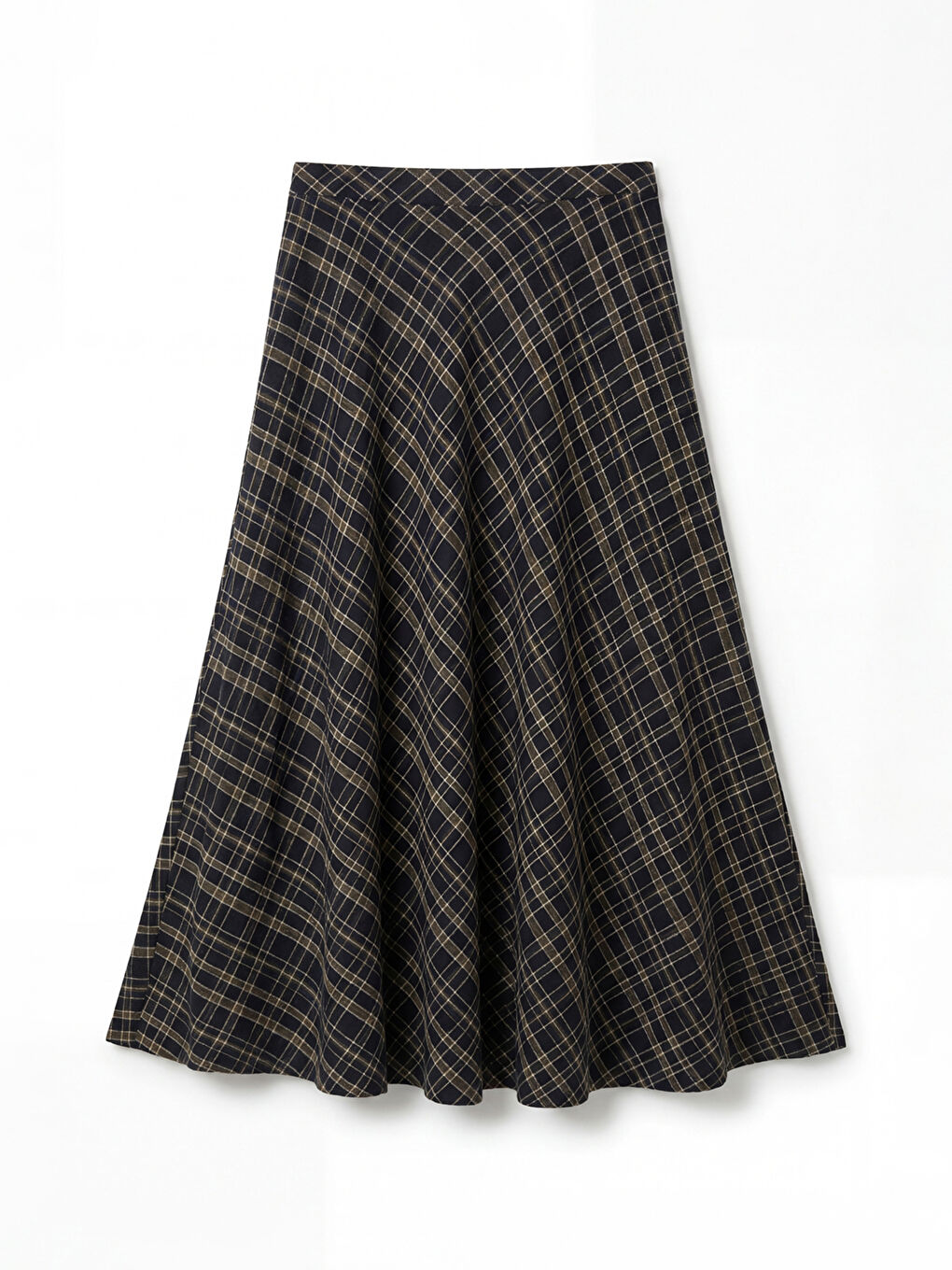 تنورة كلوش بنمط كاروهات مع وسط بسوستة-4