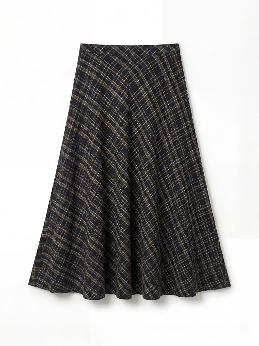 تنورة كلوش بنمط كاروهات مع وسط بسوستة-5