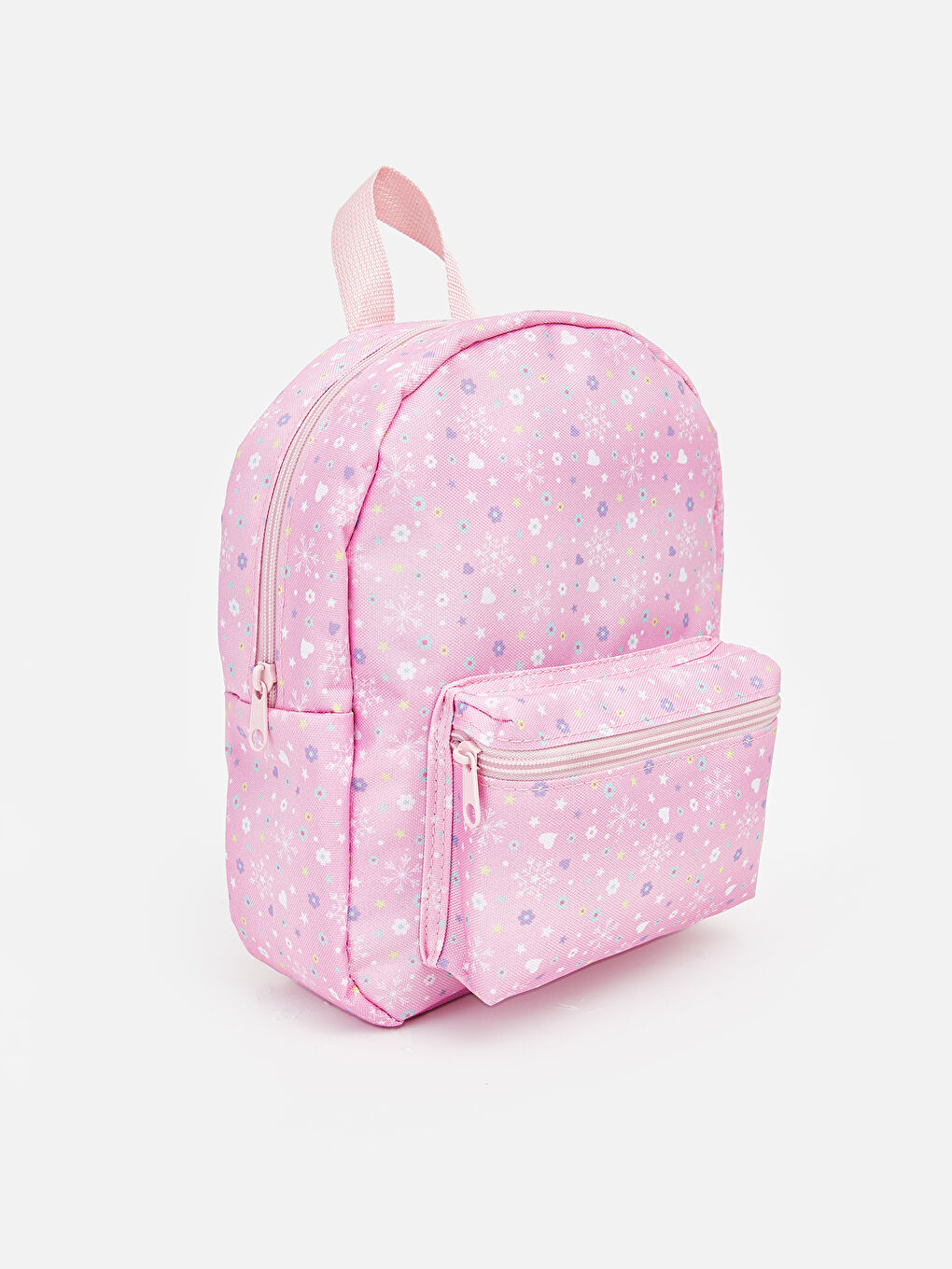 Pembe Ön Cepli Desenli Kız Çocuk Sırt Çantası-1