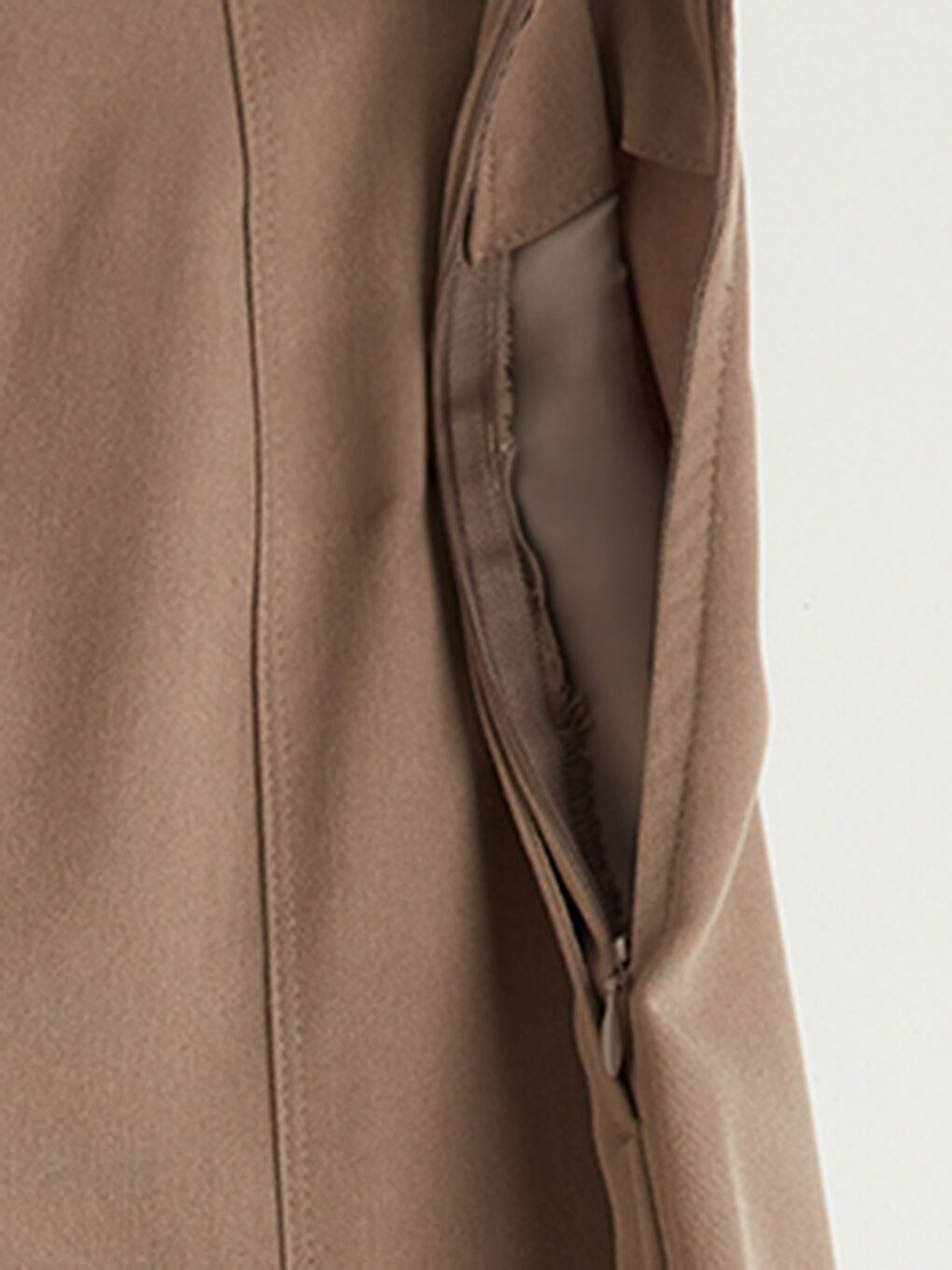 Kahverengi Beli Fermuarlı Geniş Paça Kadın Pantolon-2