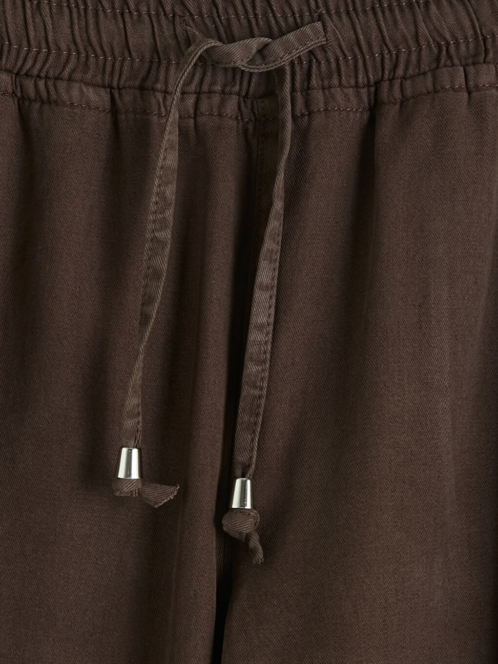 Kahverengi Beli Lastikli Balloon Fit Kadın Jean Pantolon-2