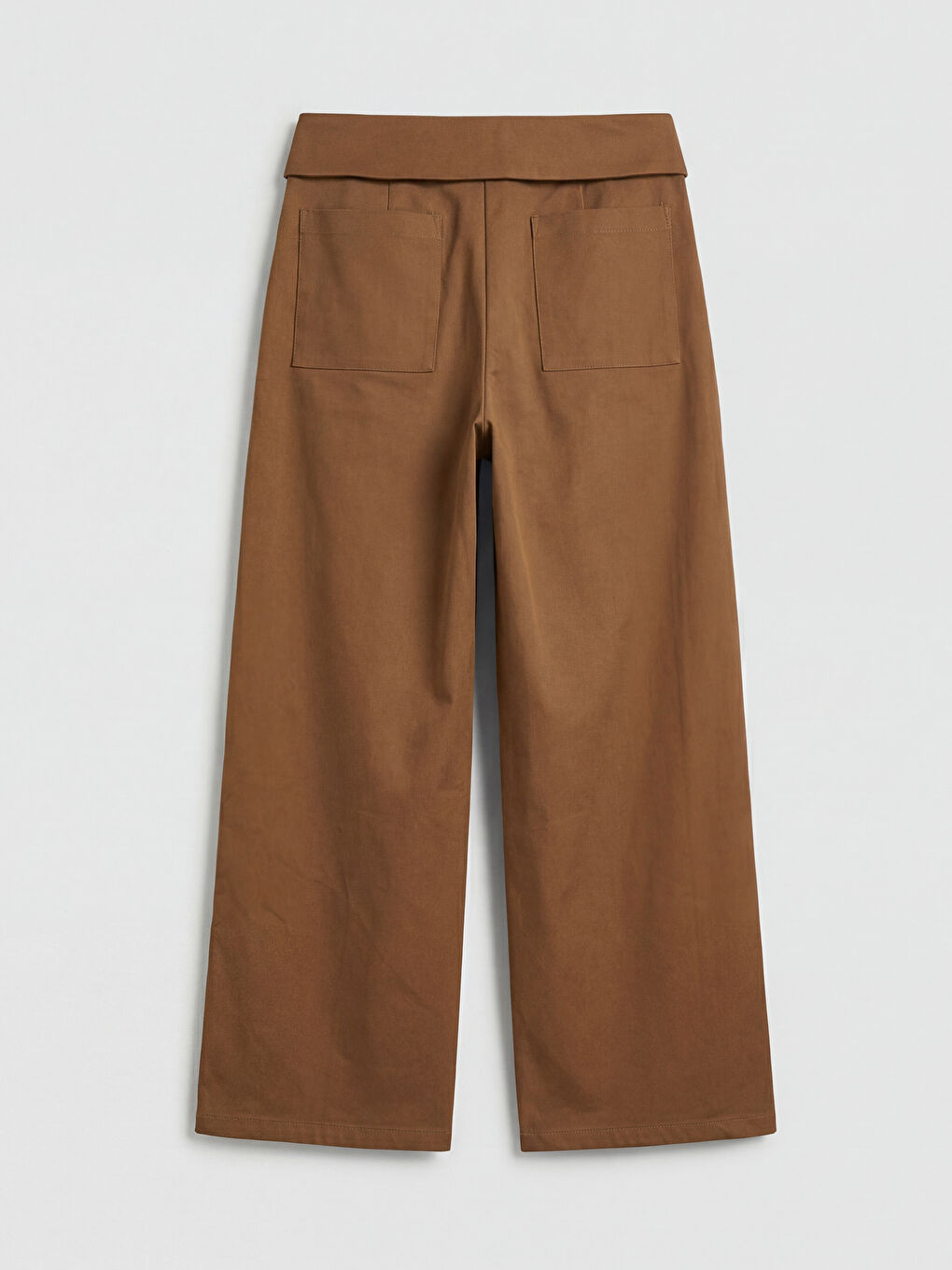 Kahverengi Yüksek Bel Geniş Paça Bol Fit Kadın Pantolon-1