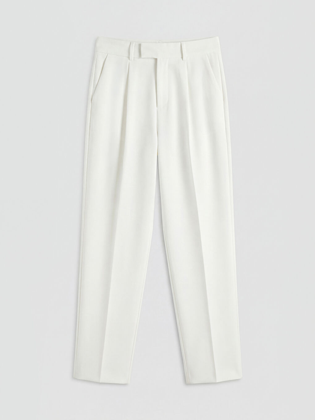 Ekru Havuç Kesim Kadın Pileli Kumaş Pantolon