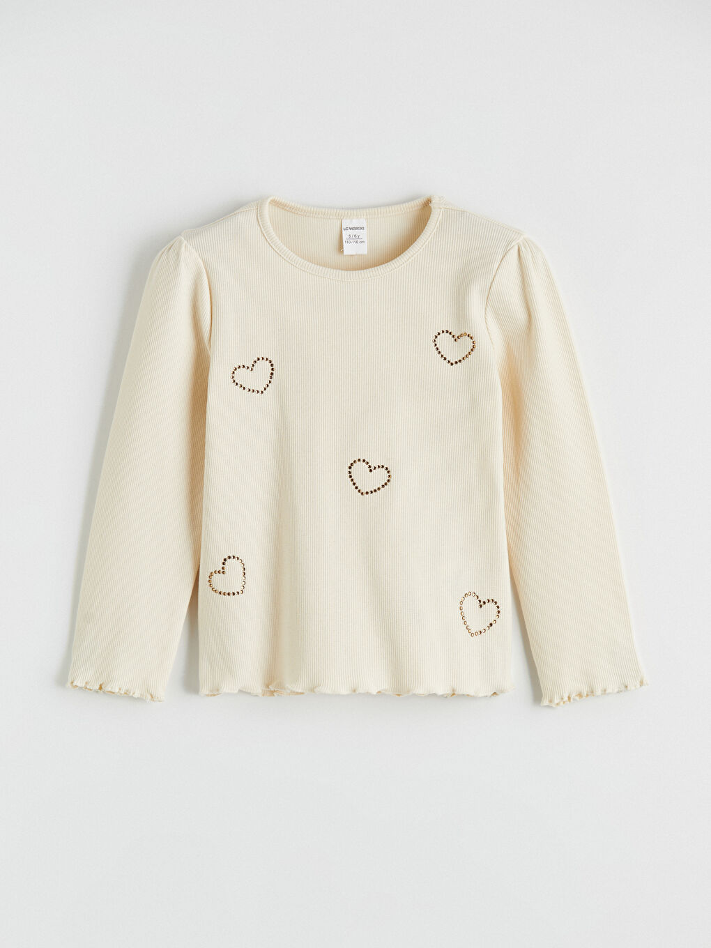 Ekru Kalp Baskılı Kız Çocuk Bluz ve Tayt Pantolon-1