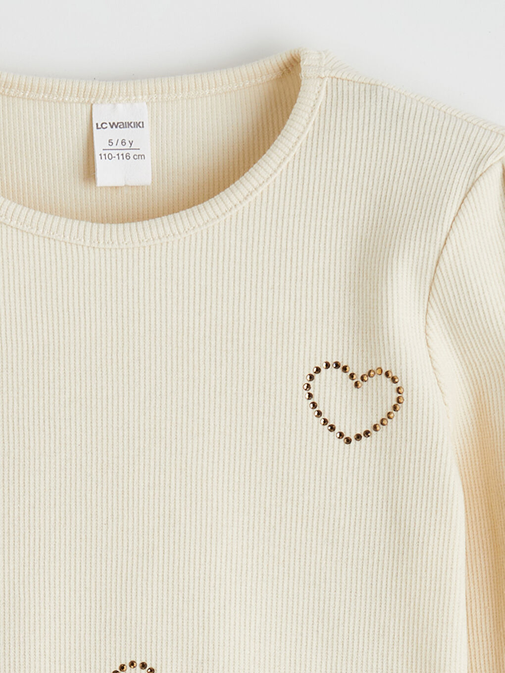 Ekru Kalp Baskılı Kız Çocuk Bluz ve Tayt Pantolon-2