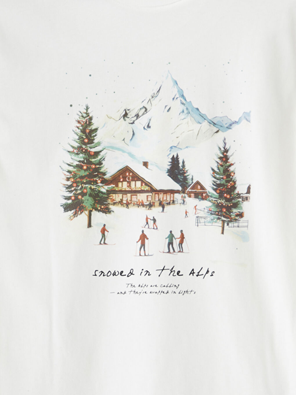 Ekru Bisiklet Yaka Baskılı Erkek Tişört-5