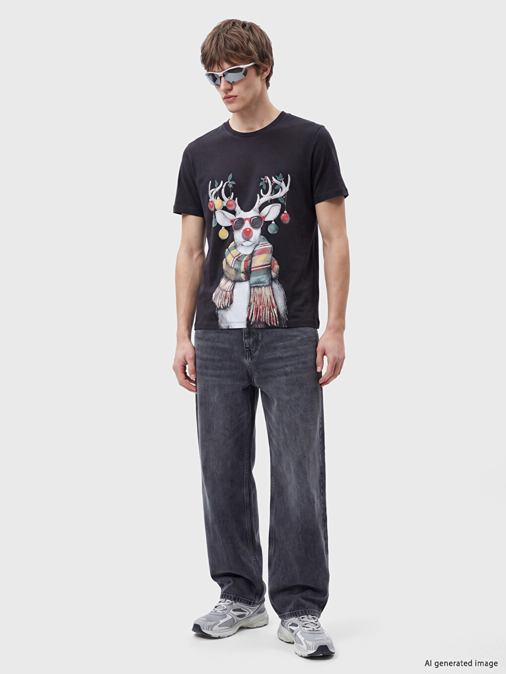 T-shirt Me Jakë Të Rrumbullakët Me Temë Viti I Ri Për Burra-1