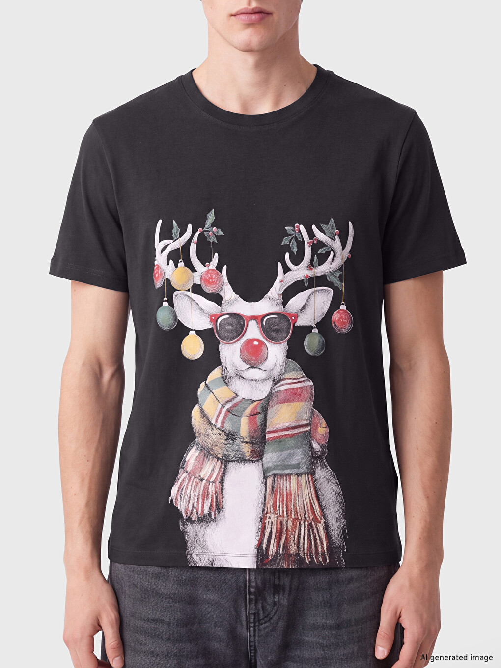 T-shirt Me Jakë Të Rrumbullakët Me Temë Viti I Ri Për Burra-2