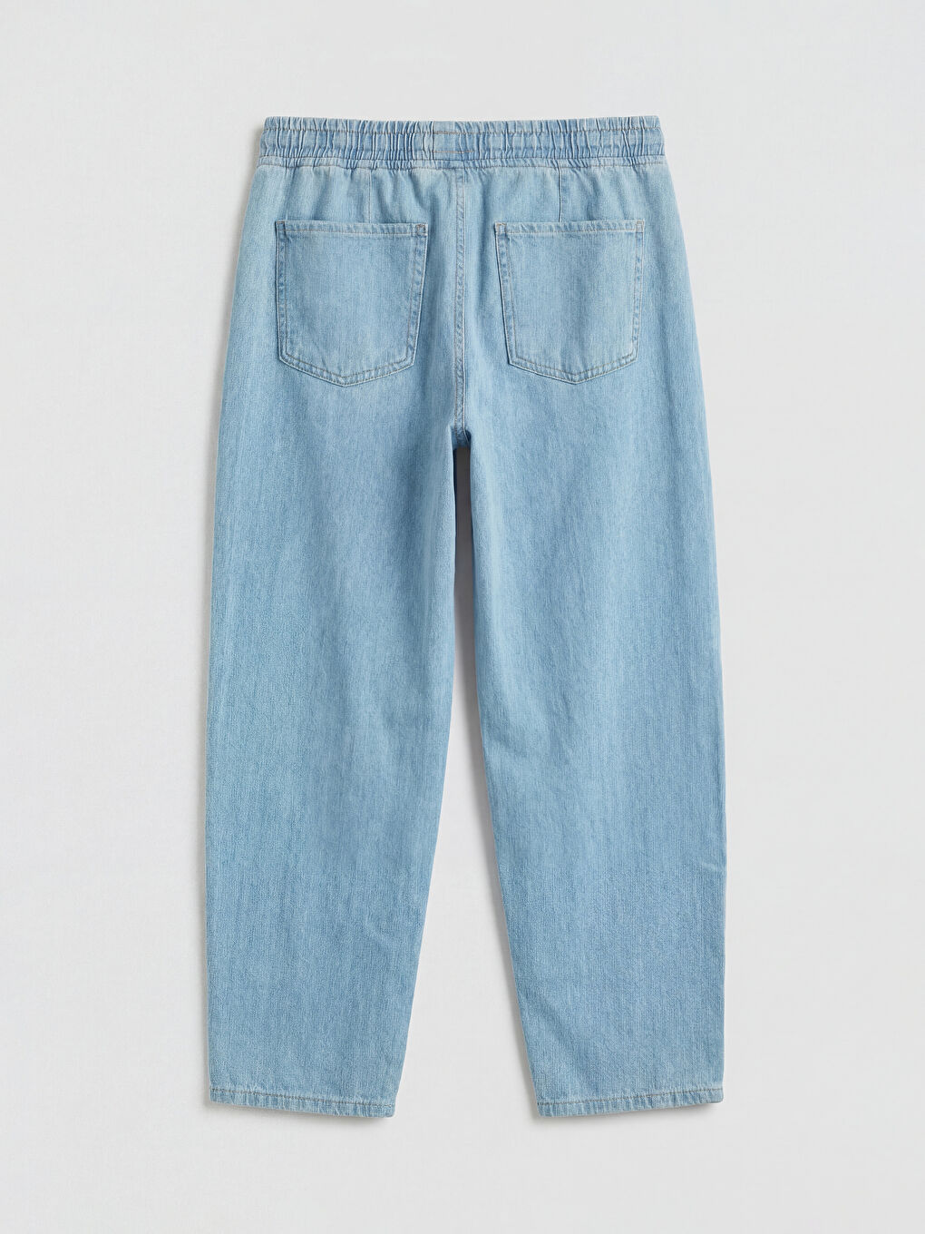 İndigo Beli Lastikli Balloon Fit Kadın Jean Pantolon-4