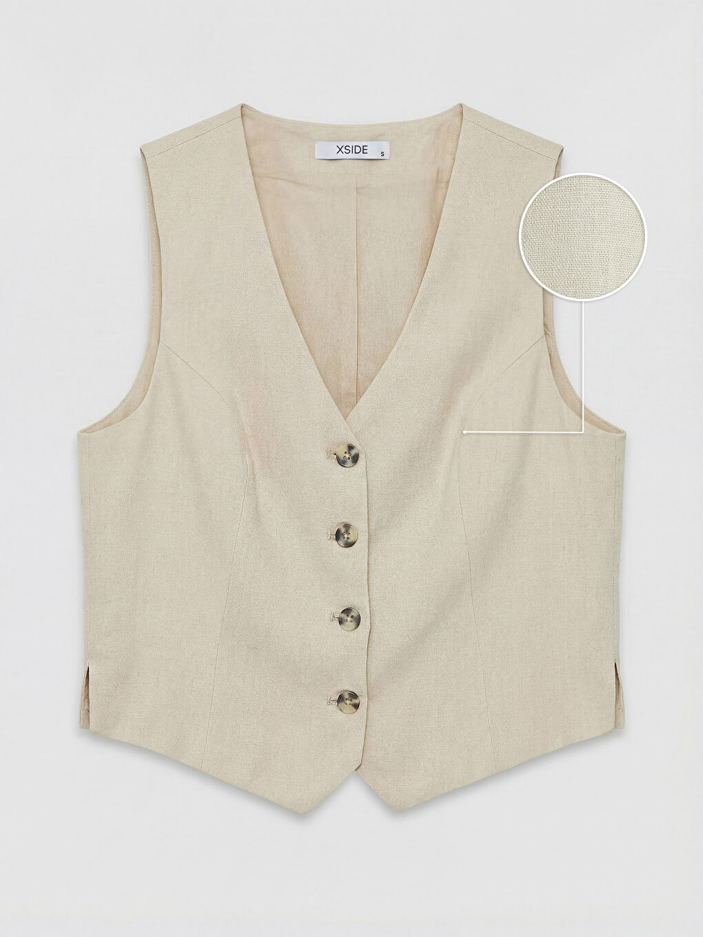 Linen Blend Women's Classic Waistcoat-4
