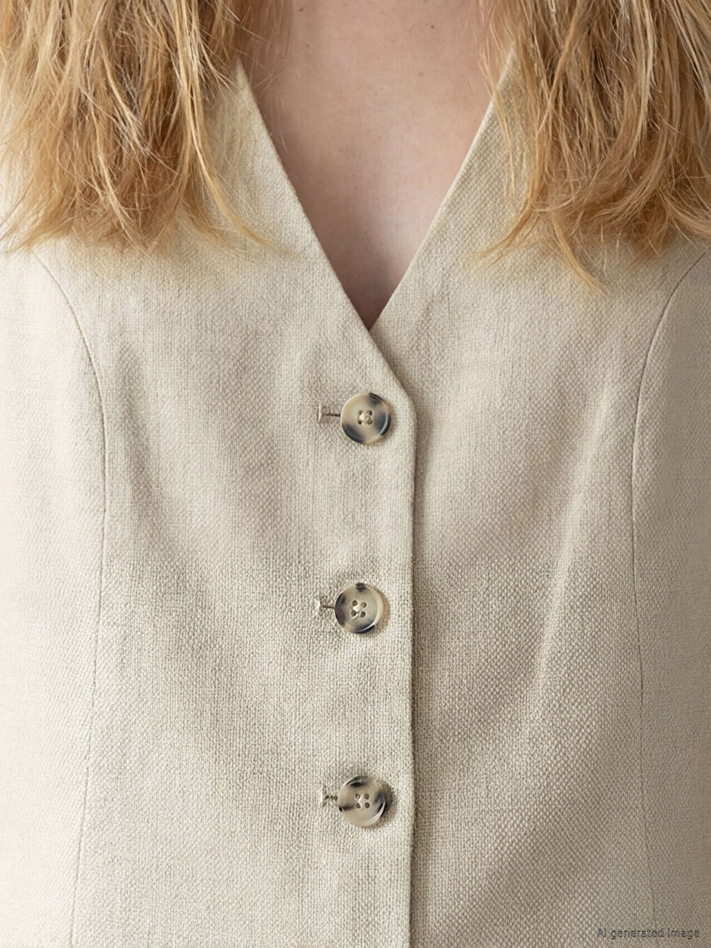 Linen Blend Women's Classic Waistcoat-2