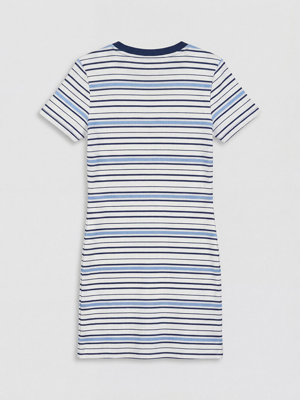 Lacivert Çizgili Kız Çocuk Fitilli Elbise-1