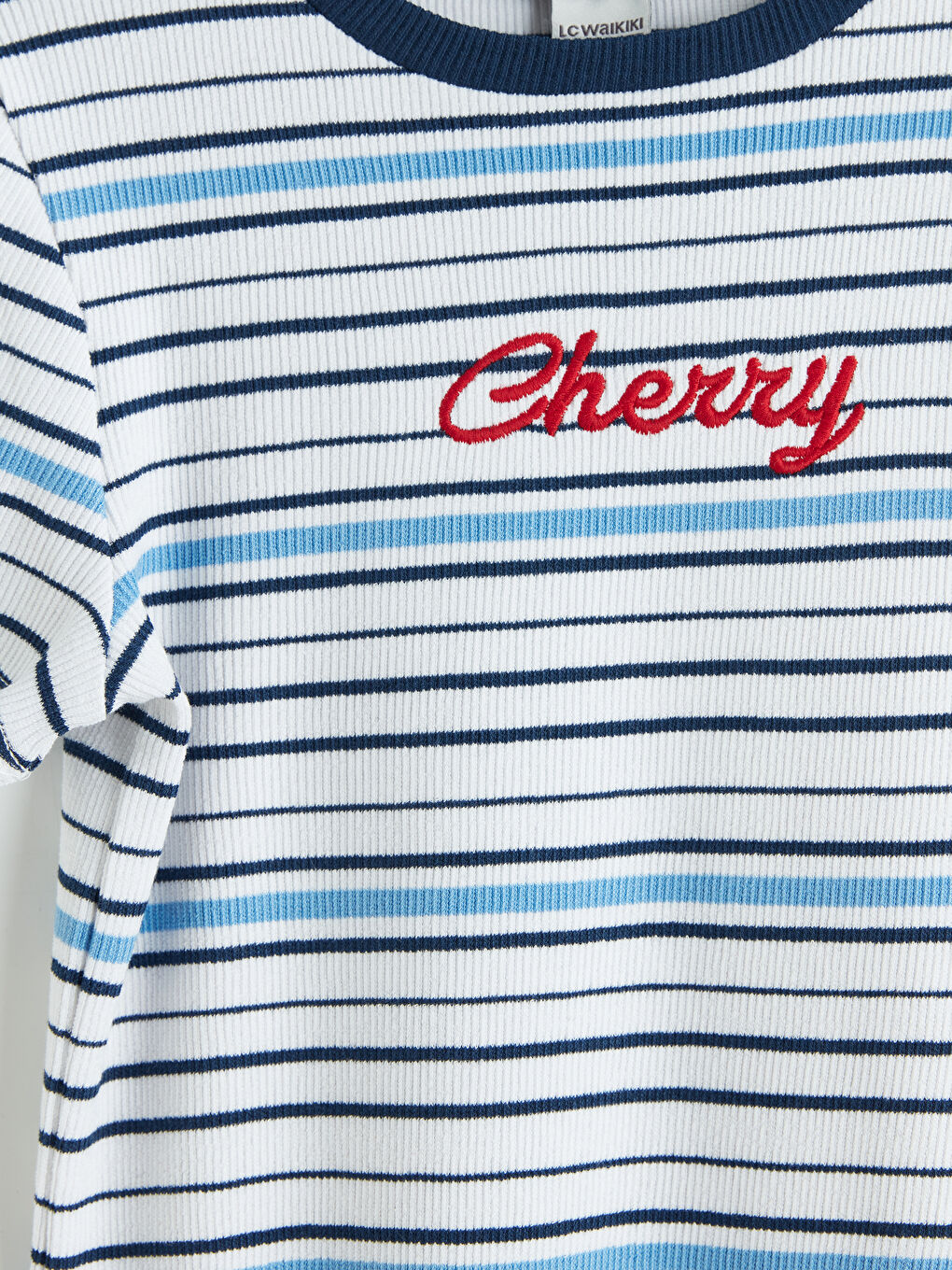 Lacivert Çizgili Kız Çocuk Fitilli Elbise-2