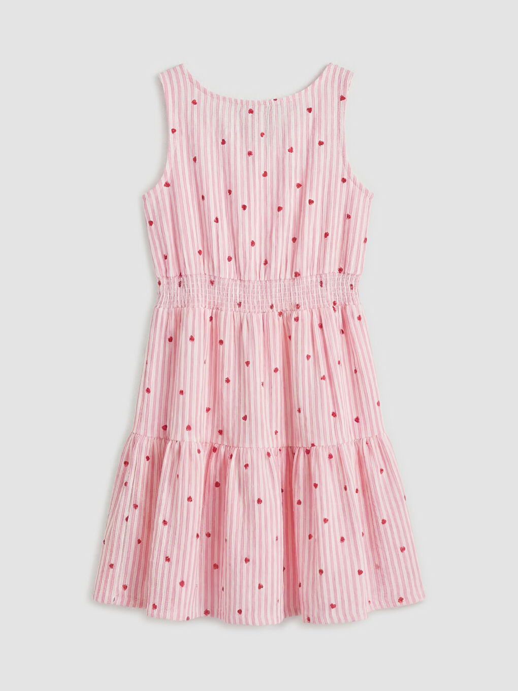 Pembe Kare Yaka Fiyonklu Kız Çocuk Elbise-1