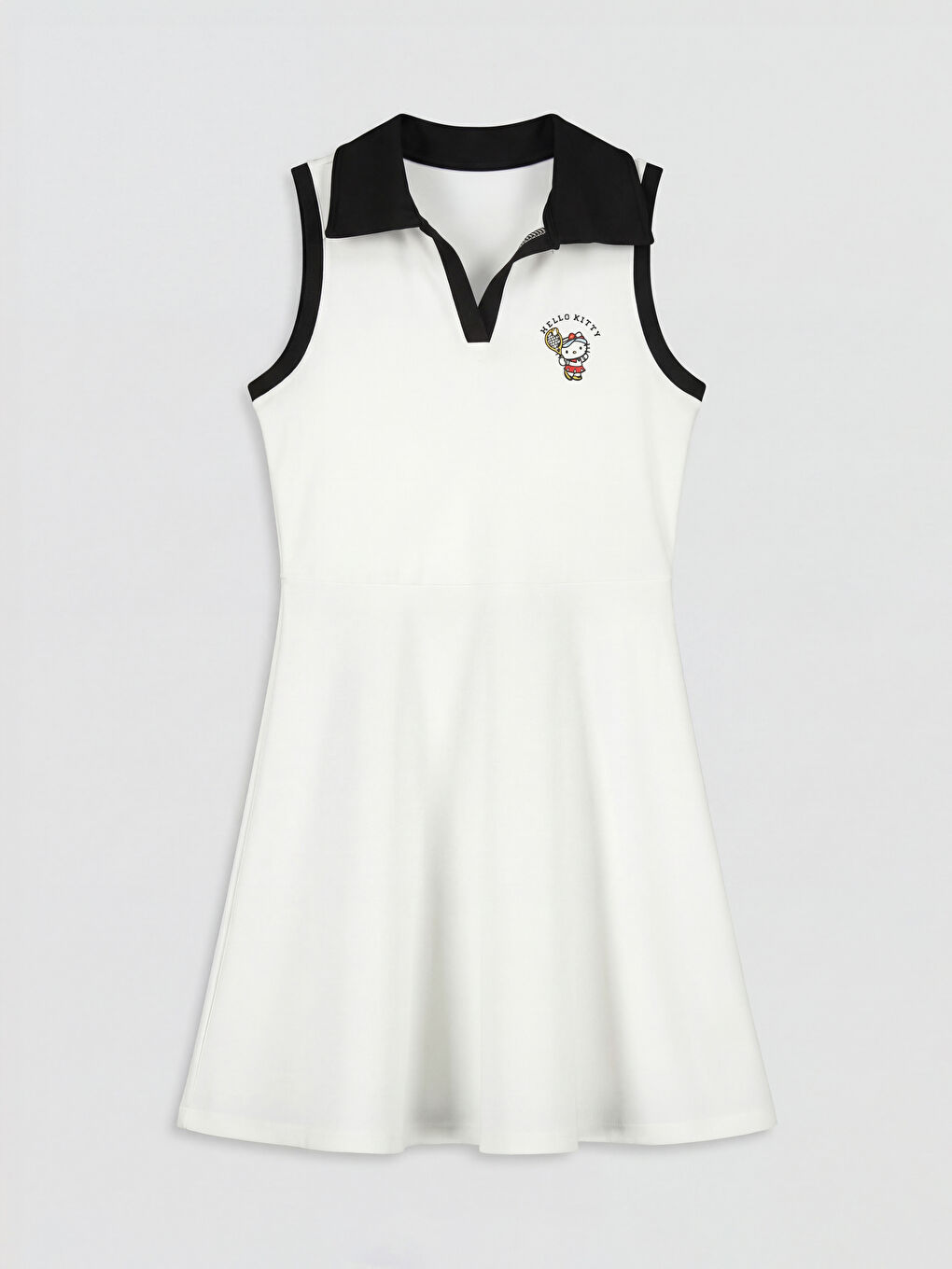 Beyaz Hello Kitty Baskılı Kız Çocuk Elbise