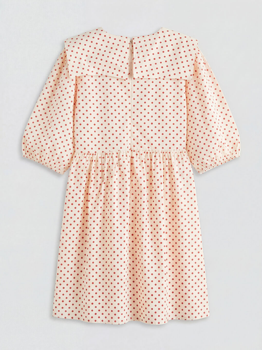 Ekru Bebe Yaka Kız Çocuk Poplin Elbise-1