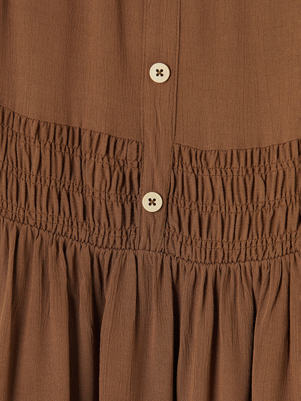 Kahverengi Bisiklet Yaka Kız Çocuk Katlı Elbise-2