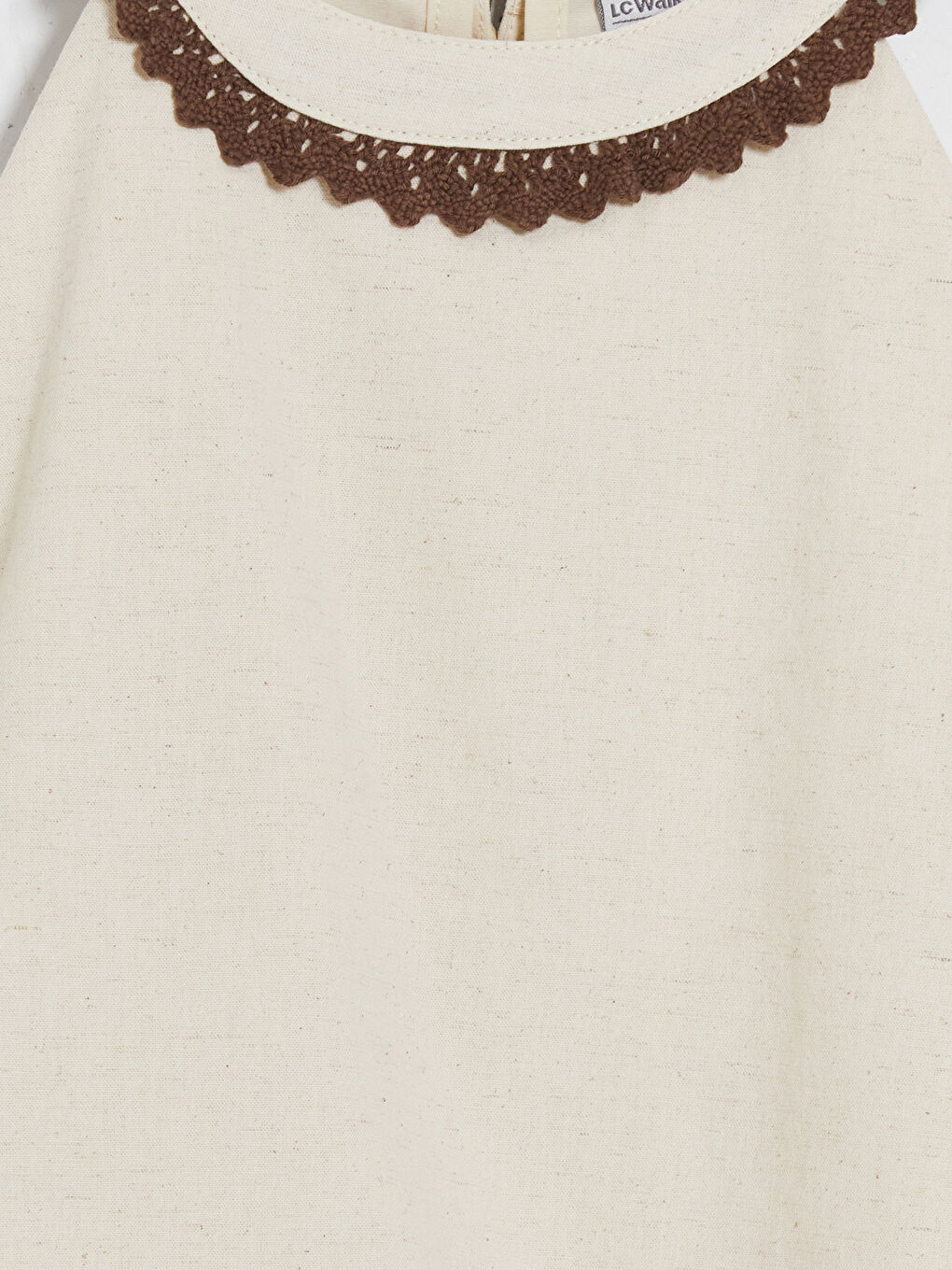 Beyaz Halter Yaka Kız Çocuk Keten Karışımlı Elbise-2