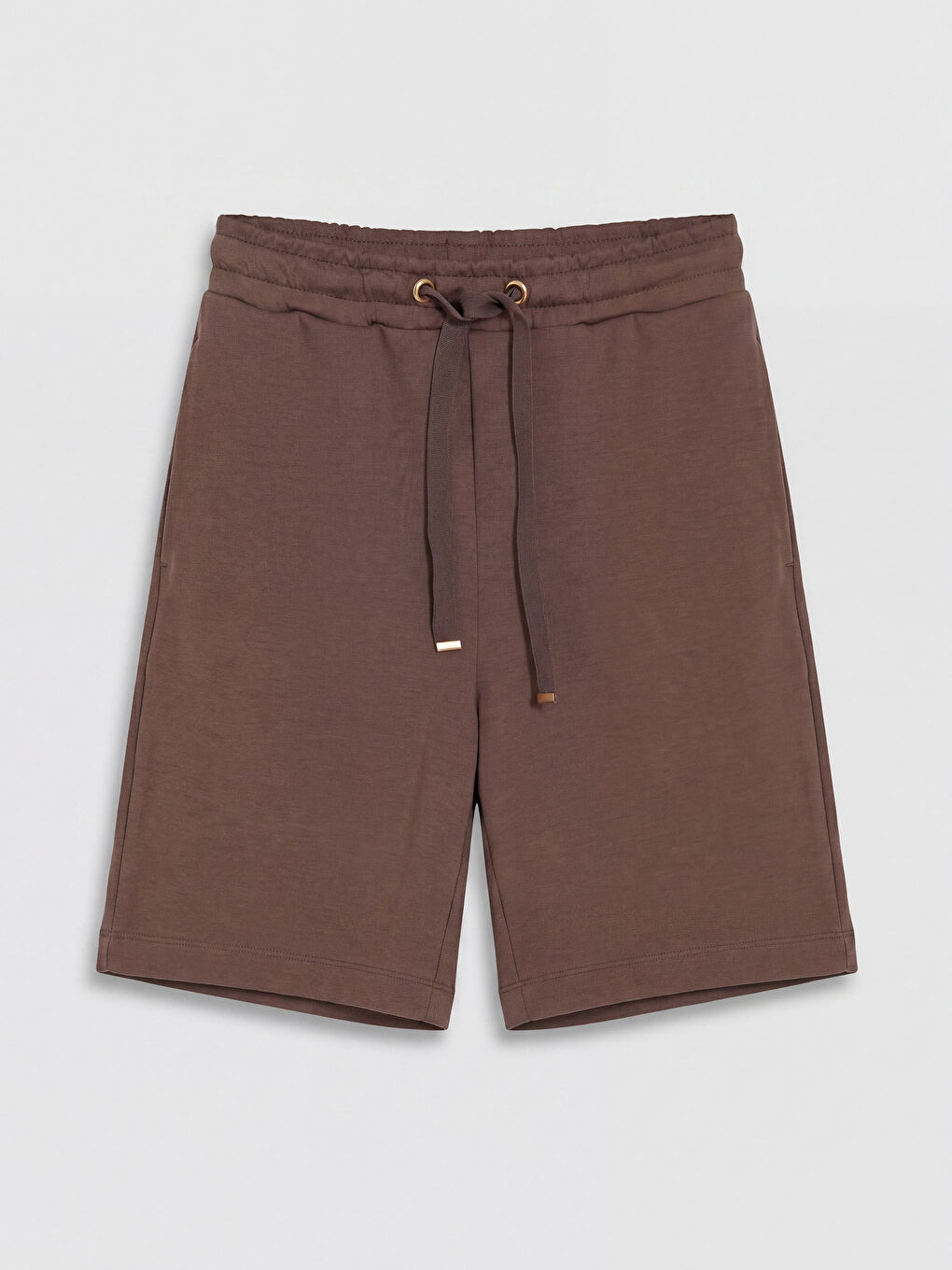 Kahverengi Beli Lastikli Soft Touch Kadın Şort