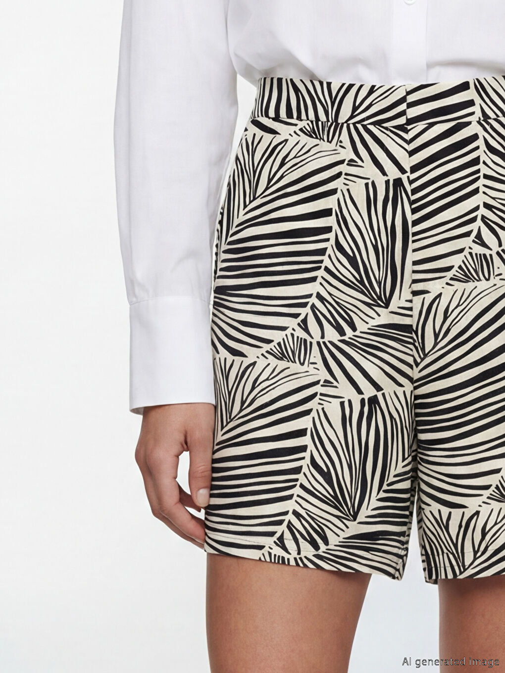 High Waist Zebra Patterned Women's Shorts-2