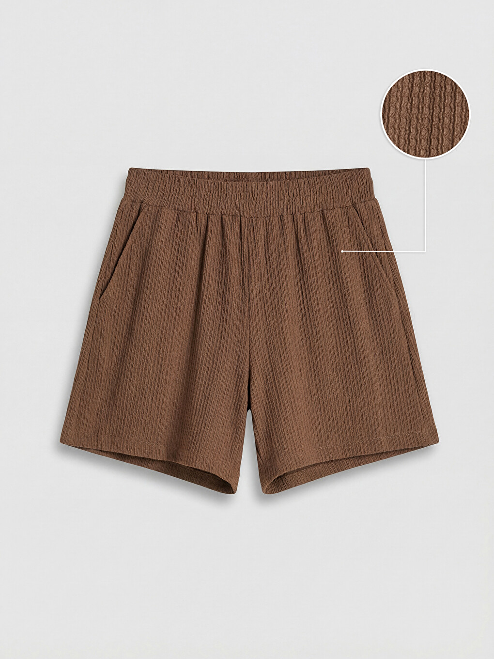 Elastic Waist Textured Women's Shorts-4