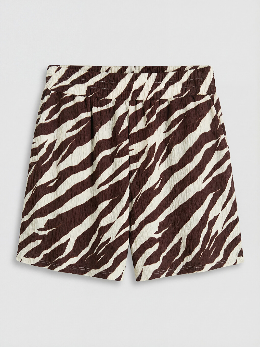 Beli Lastikli Zebra Desenli Kadın Şort-4