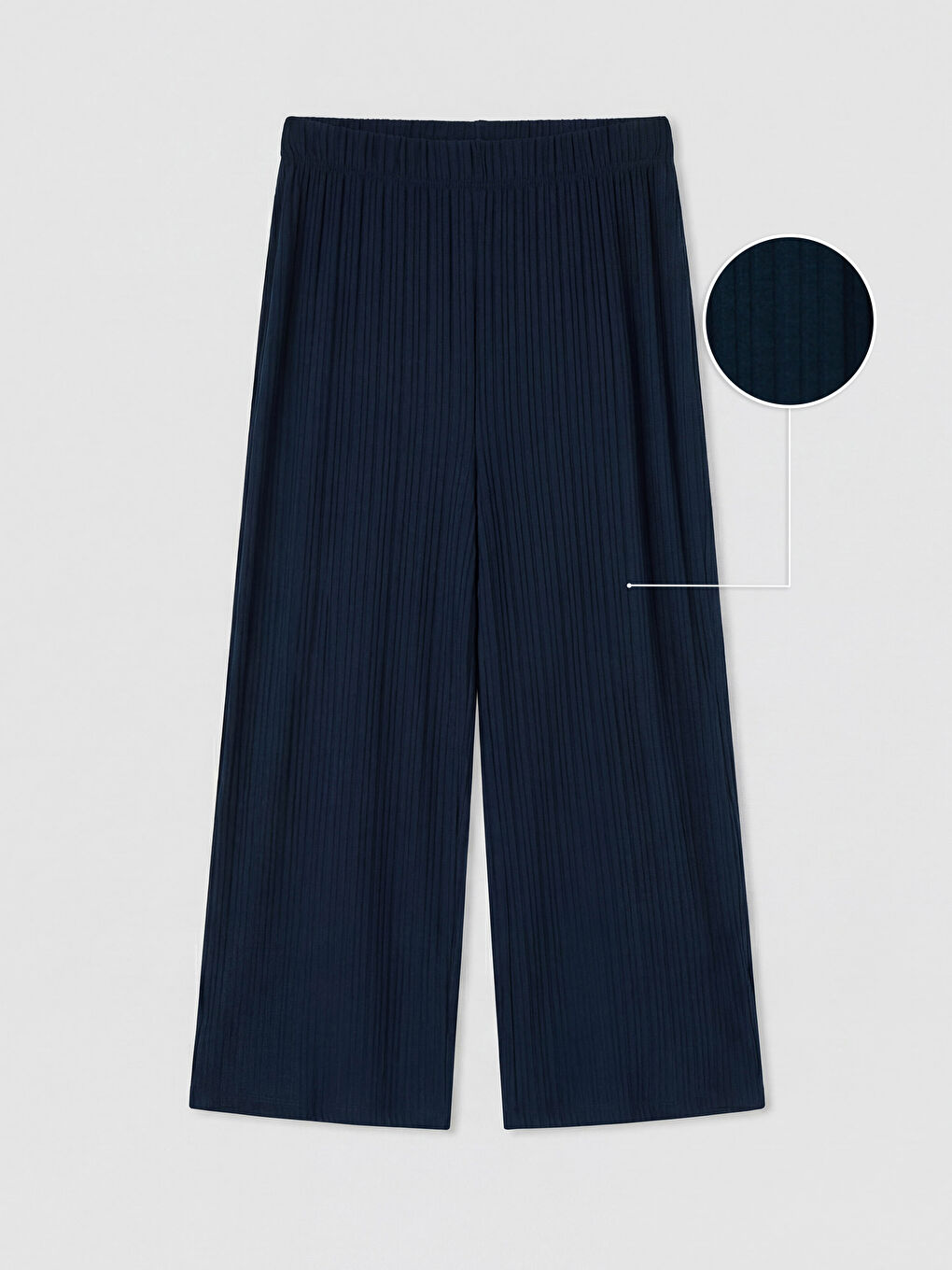 Lacivert Beli Lastikli Kadın Kapri