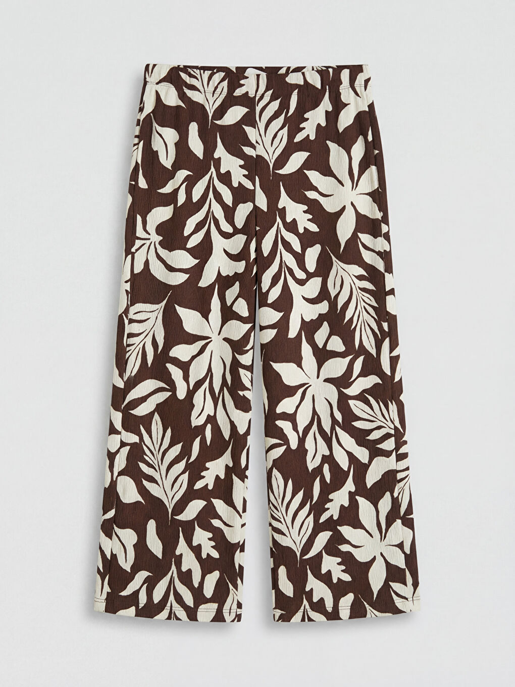 Kahverengi Beli Lastikli Çiçekli Kadın Kapri