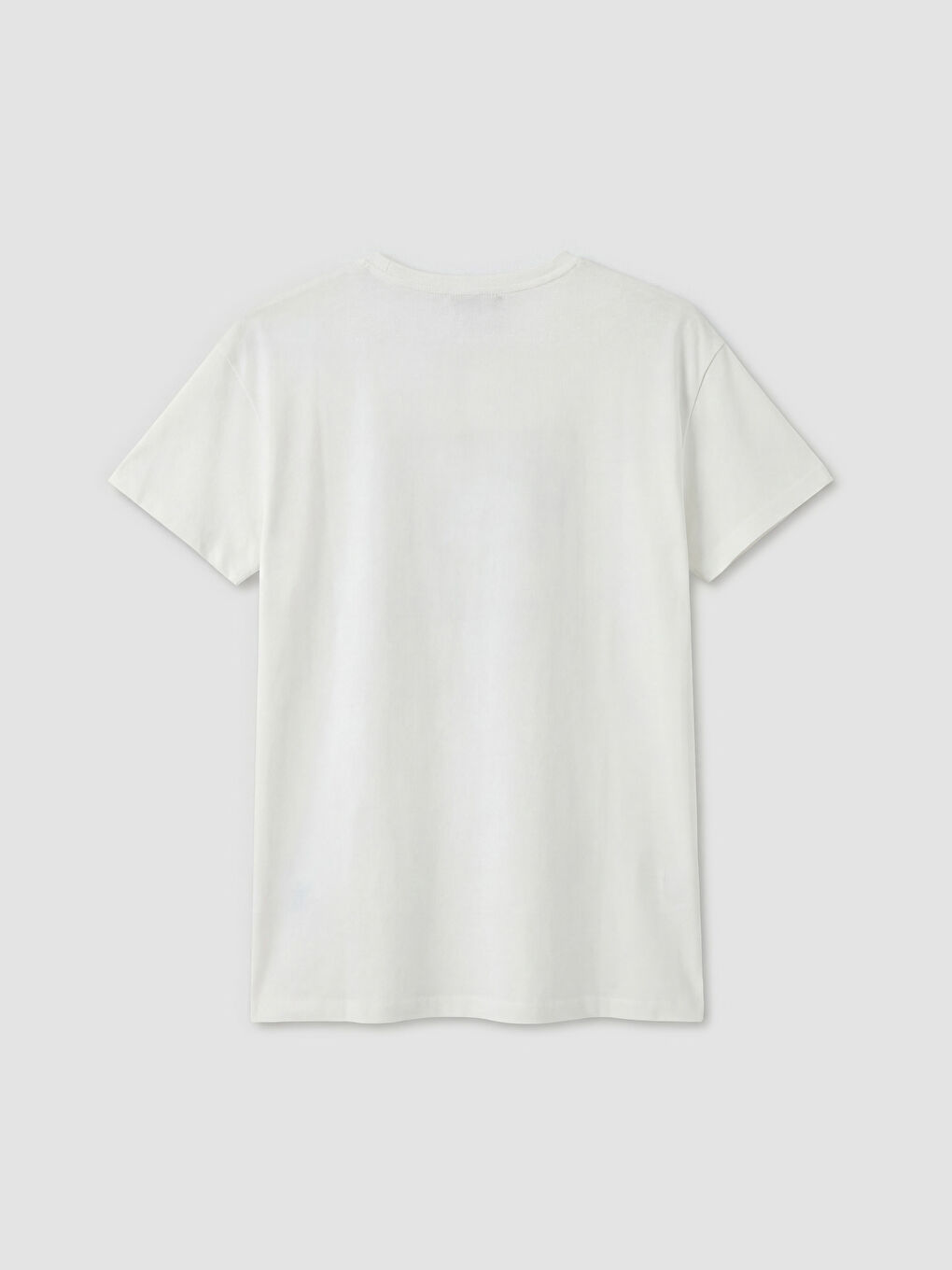 Ekru Bisiklet Yaka Baskılı Kadın Tişört-1