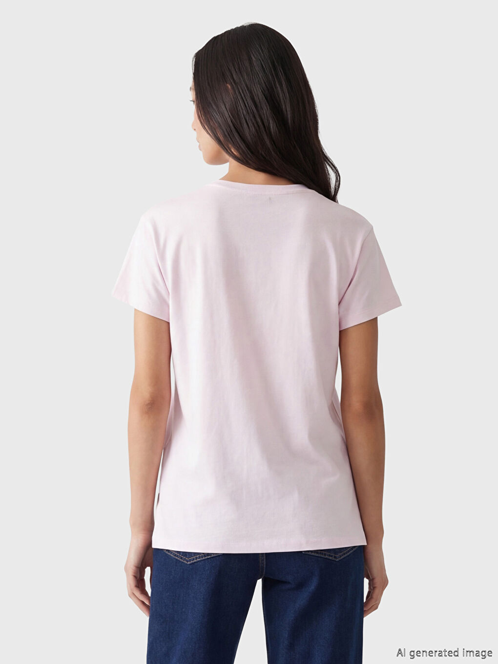 Lila Bisiklet Yaka Baskılı Kadın Tişört-3