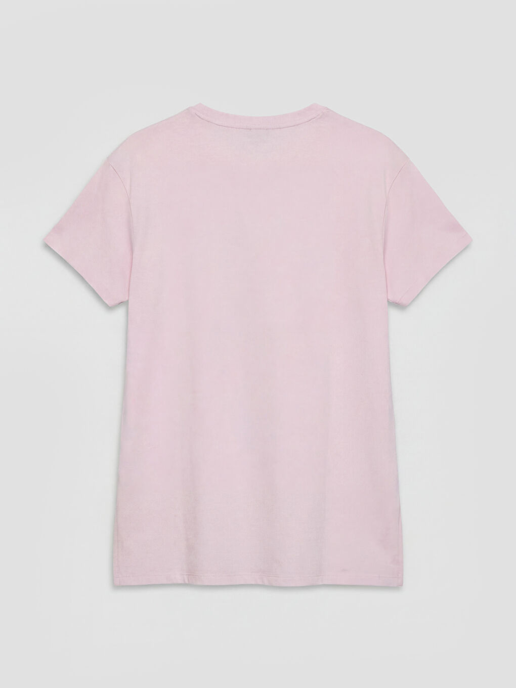 Lila Bisiklet Yaka Baskılı Kadın Tişört-5