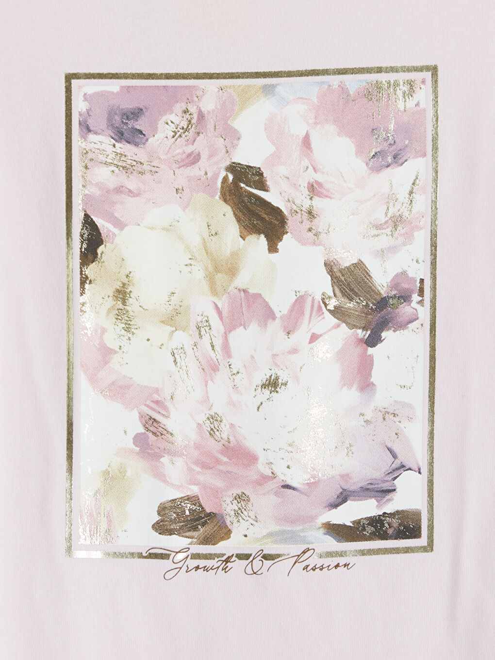 Lila Bisiklet Yaka Baskılı Kadın Tişört-7