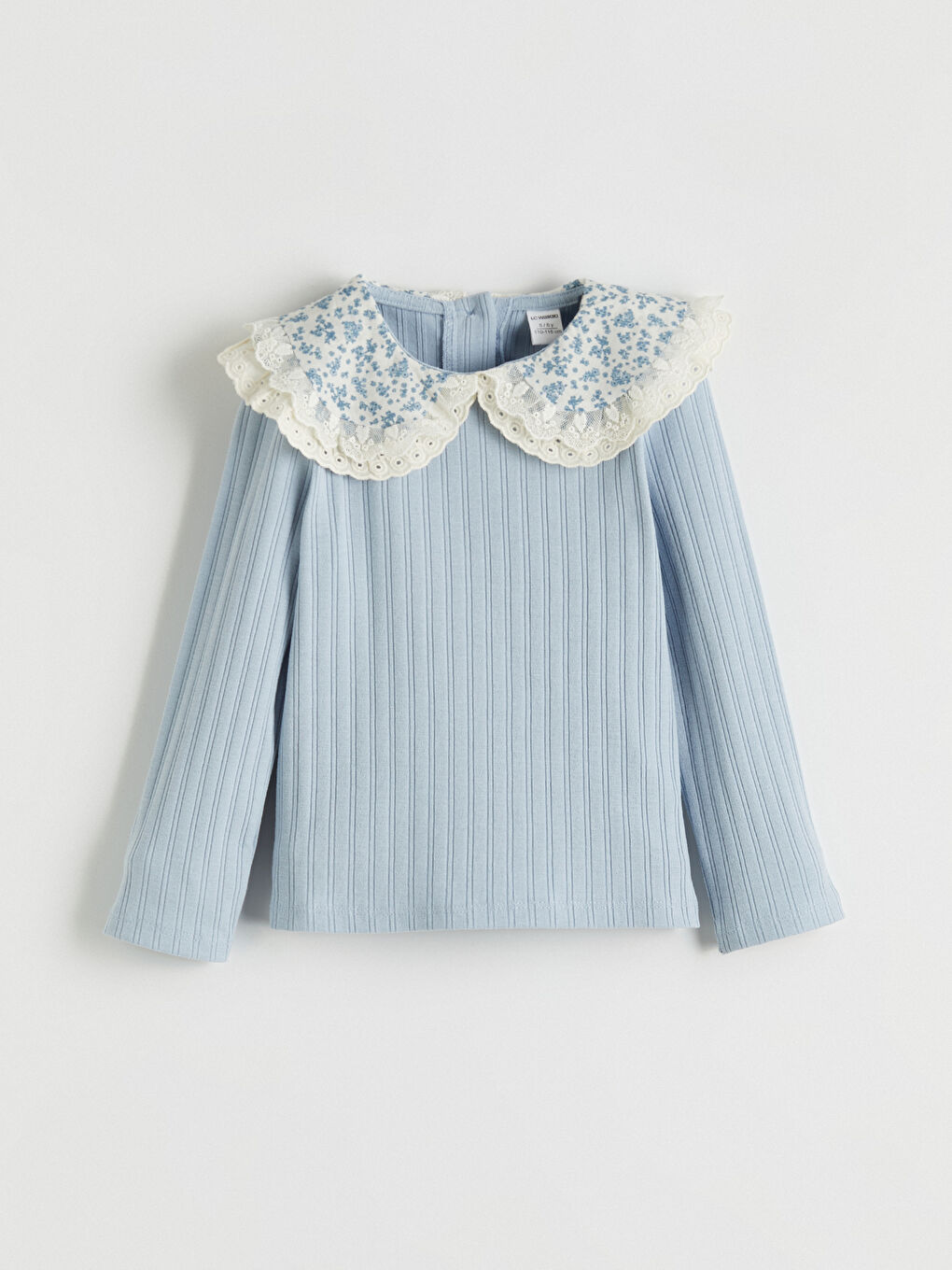 Mavi Çiçek Desenli Kız Çocuk Bluz ve Tayt-1