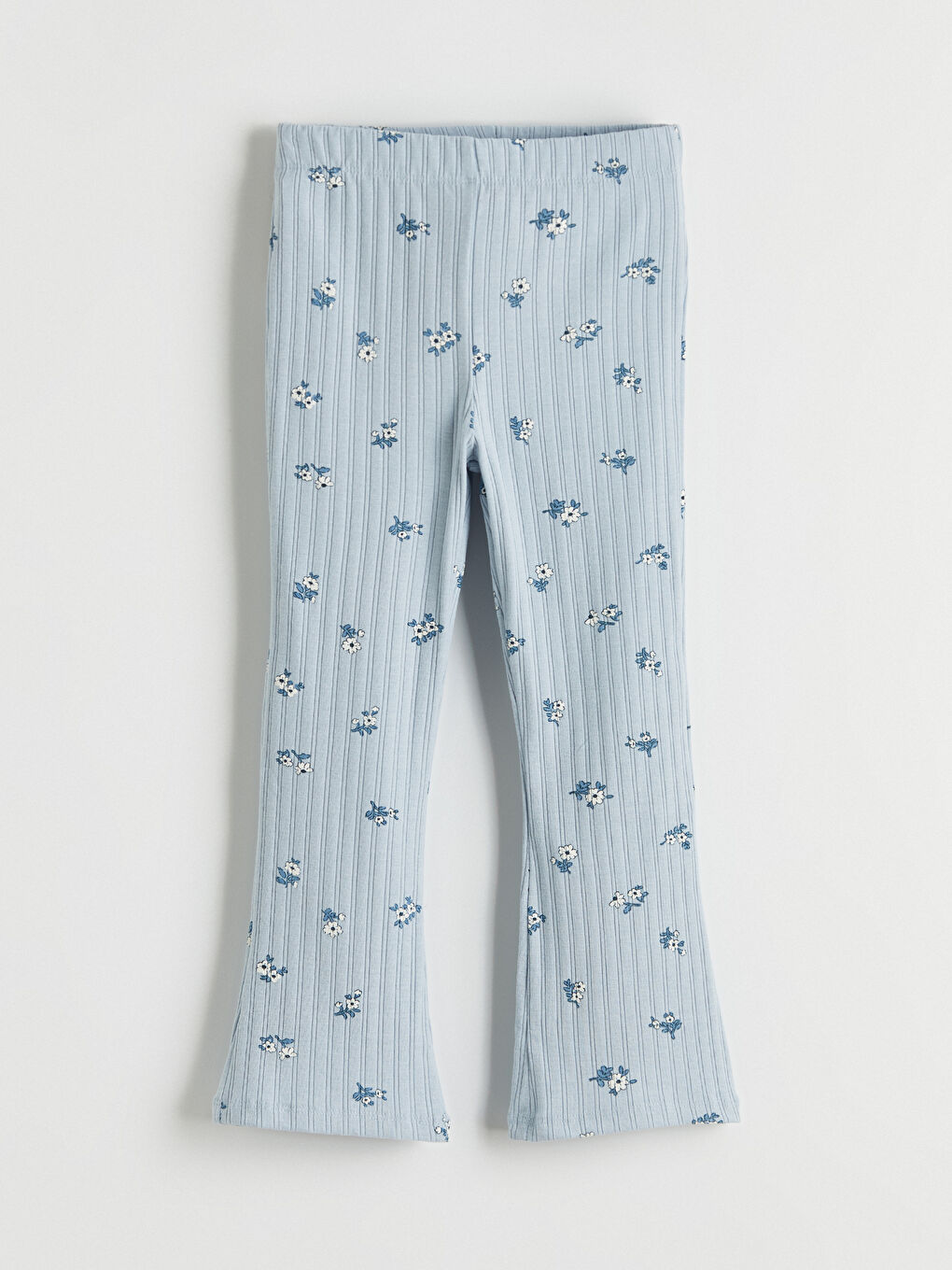 Mavi Çiçek Desenli Kız Çocuk Bluz ve Tayt-4