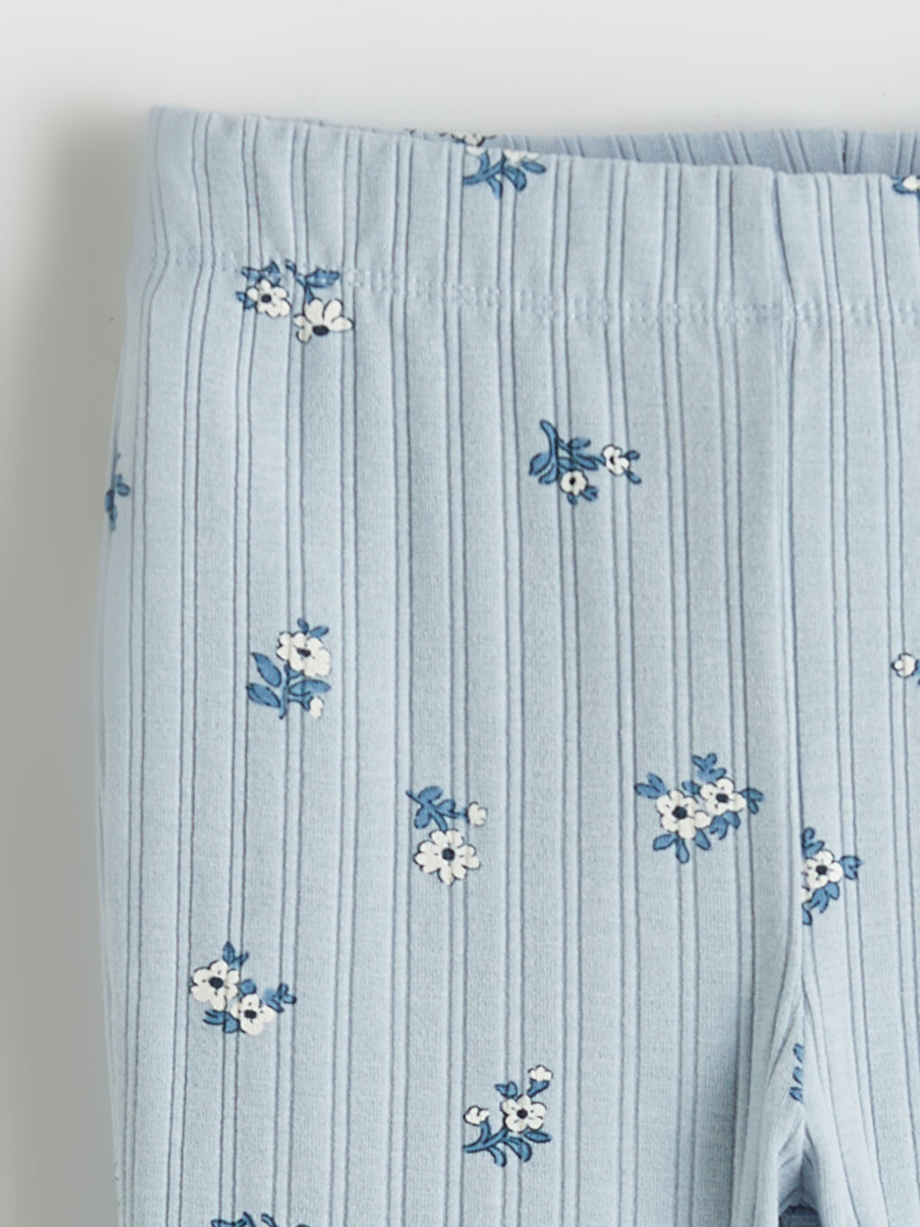 Mavi Çiçek Desenli Kız Çocuk Bluz ve Tayt-5