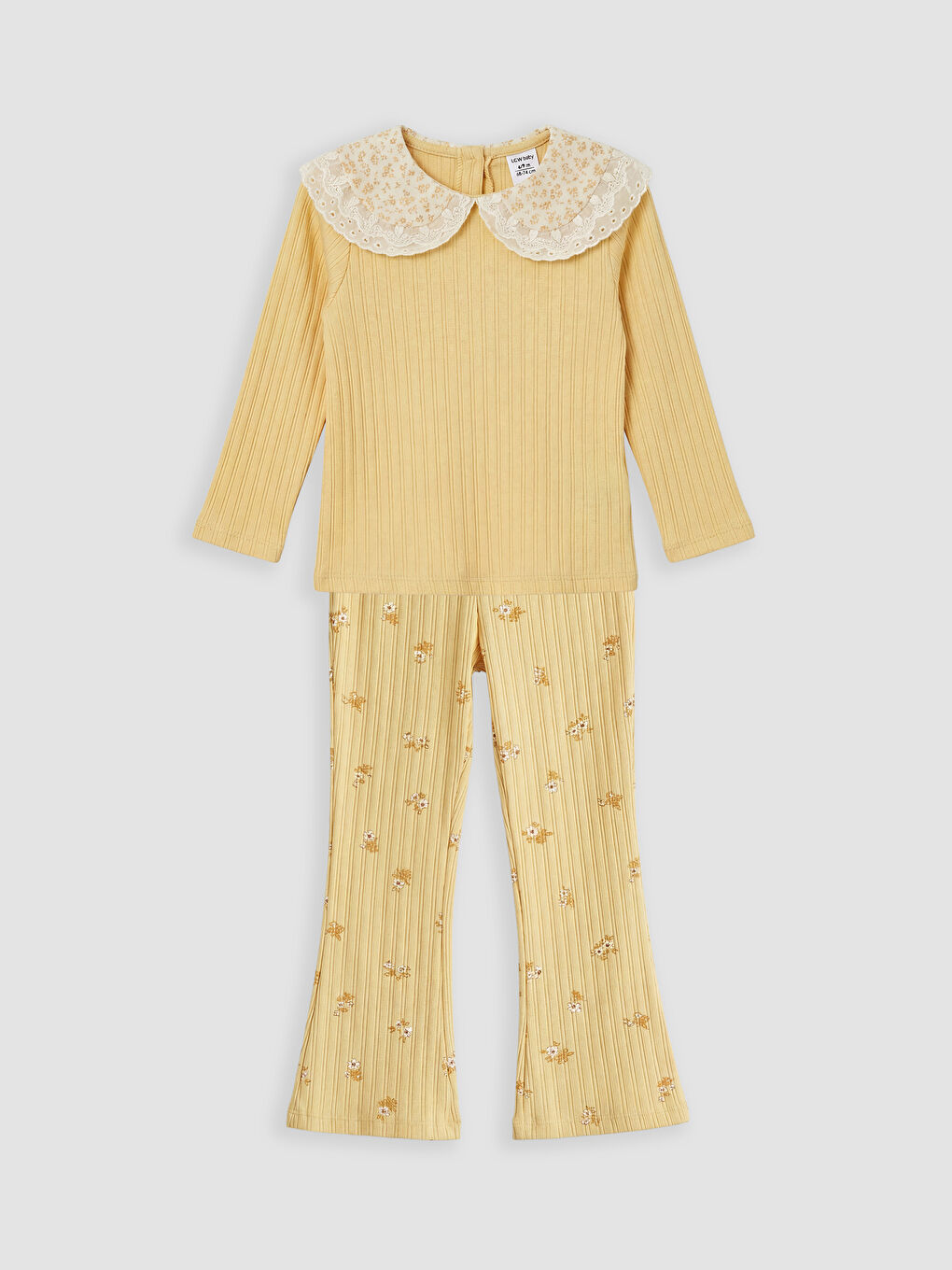 Sarı Çiçek Desenli Kız Çocuk Bluz ve Tayt	