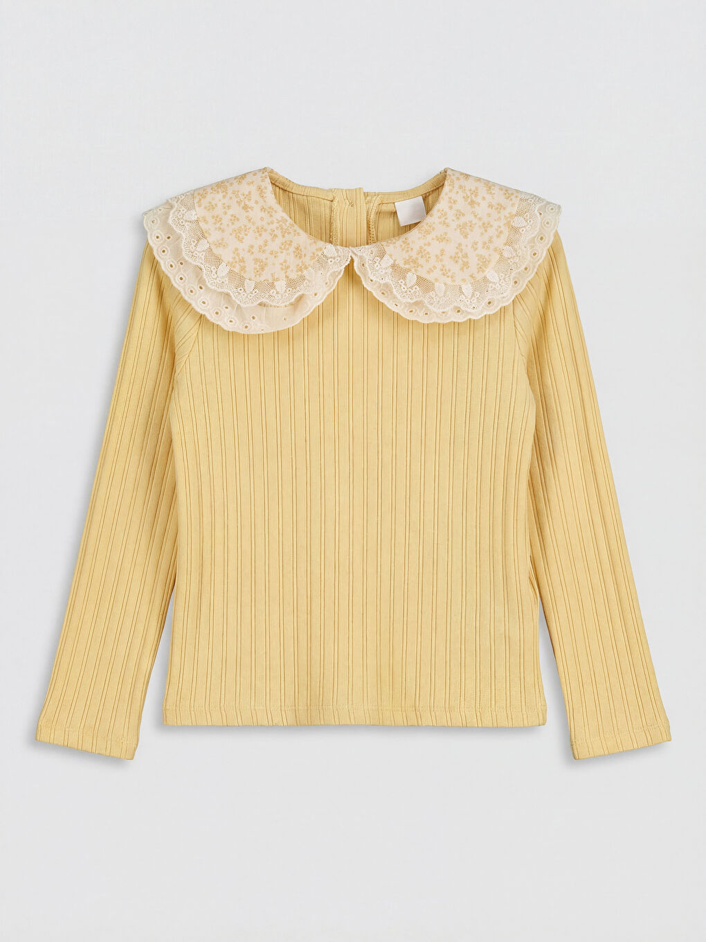 Sarı Çiçek Desenli Kız Çocuk Fitilli Bluz ve Tayt	-4