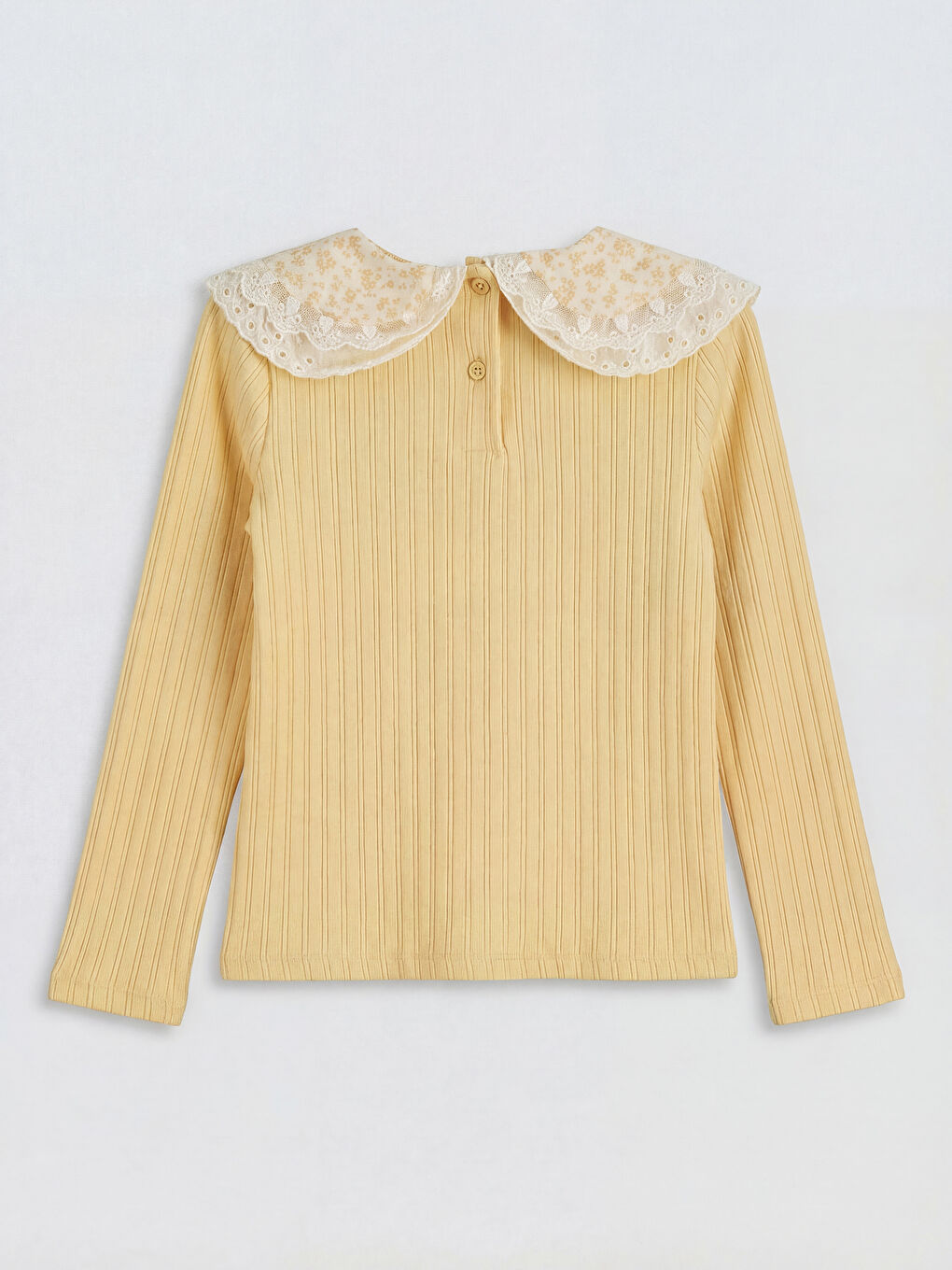 Sarı Çiçek Desenli Kız Çocuk Fitilli Bluz ve Tayt	-5