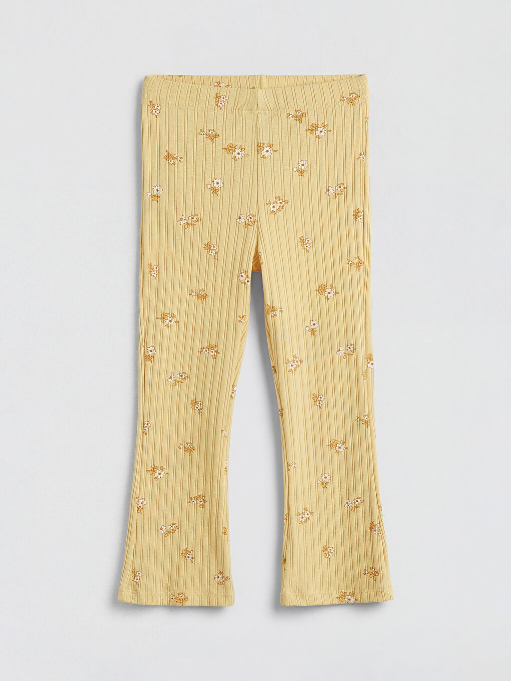 Sarı Çiçek Desenli Kız Çocuk Fitilli Bluz ve Tayt	-6