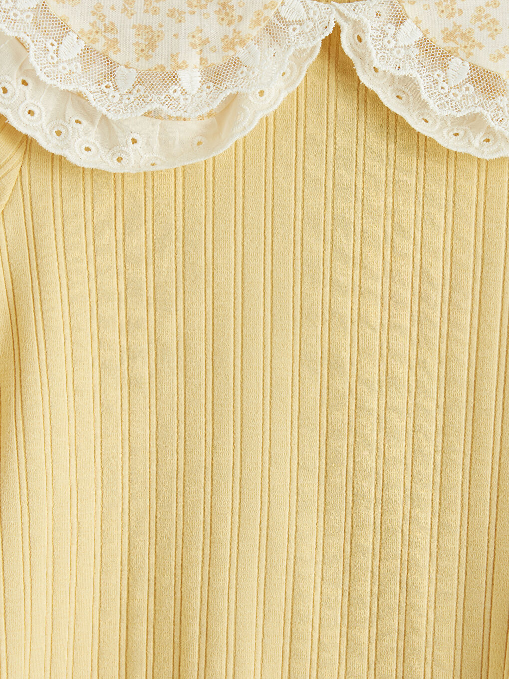 Sarı Çiçek Desenli Kız Çocuk Fitilli Bluz ve Tayt	-8