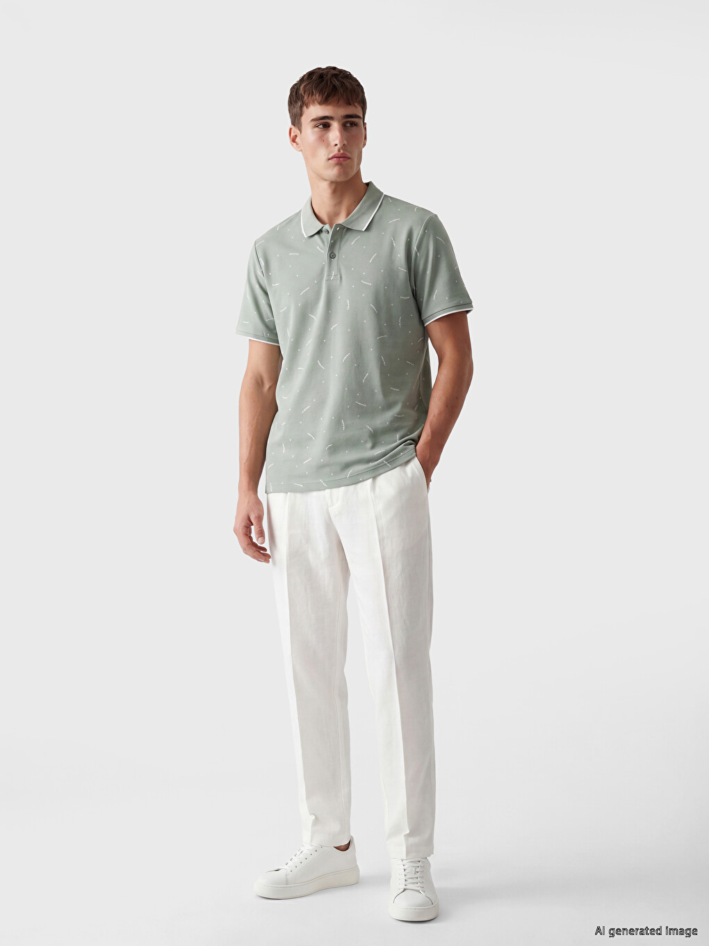 Polo Collar Patterned Pique Men's T-Shirt-1