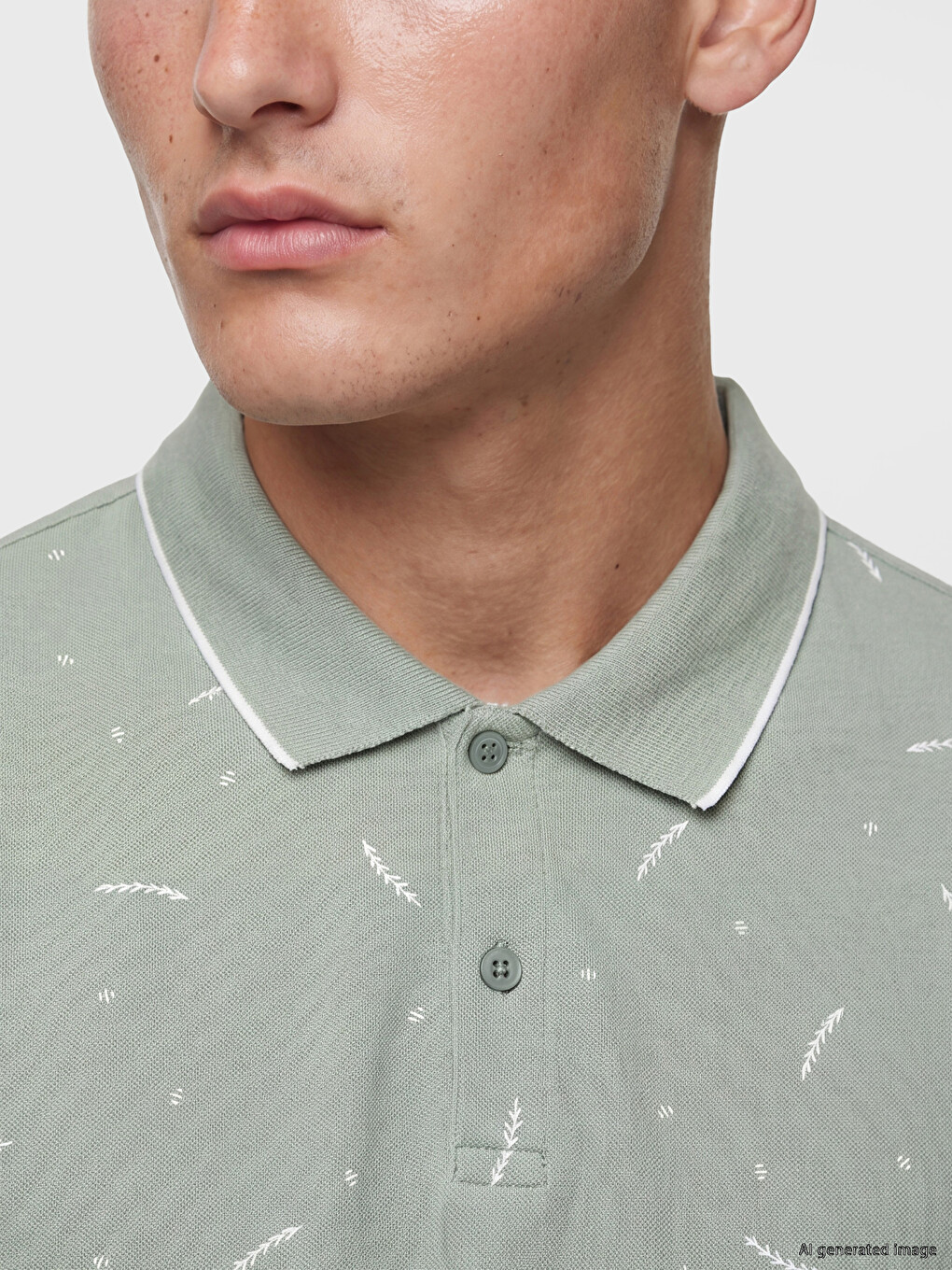Polo Collar Patterned Pique Men's T-Shirt-2