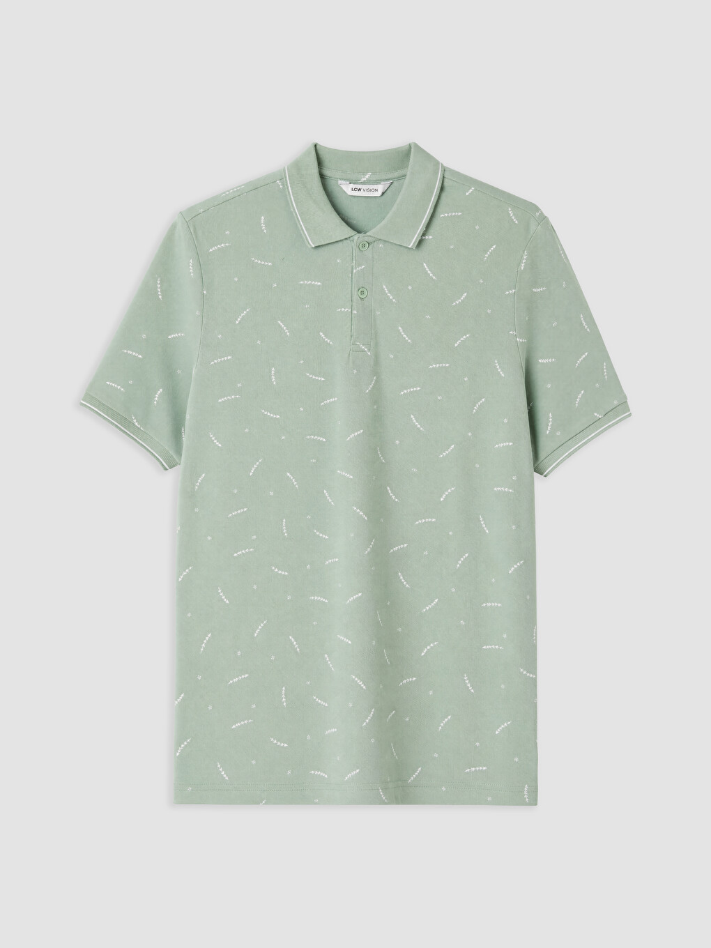 Yeşil Polo Yaka Desenli Pike Erkek Tişört-4
