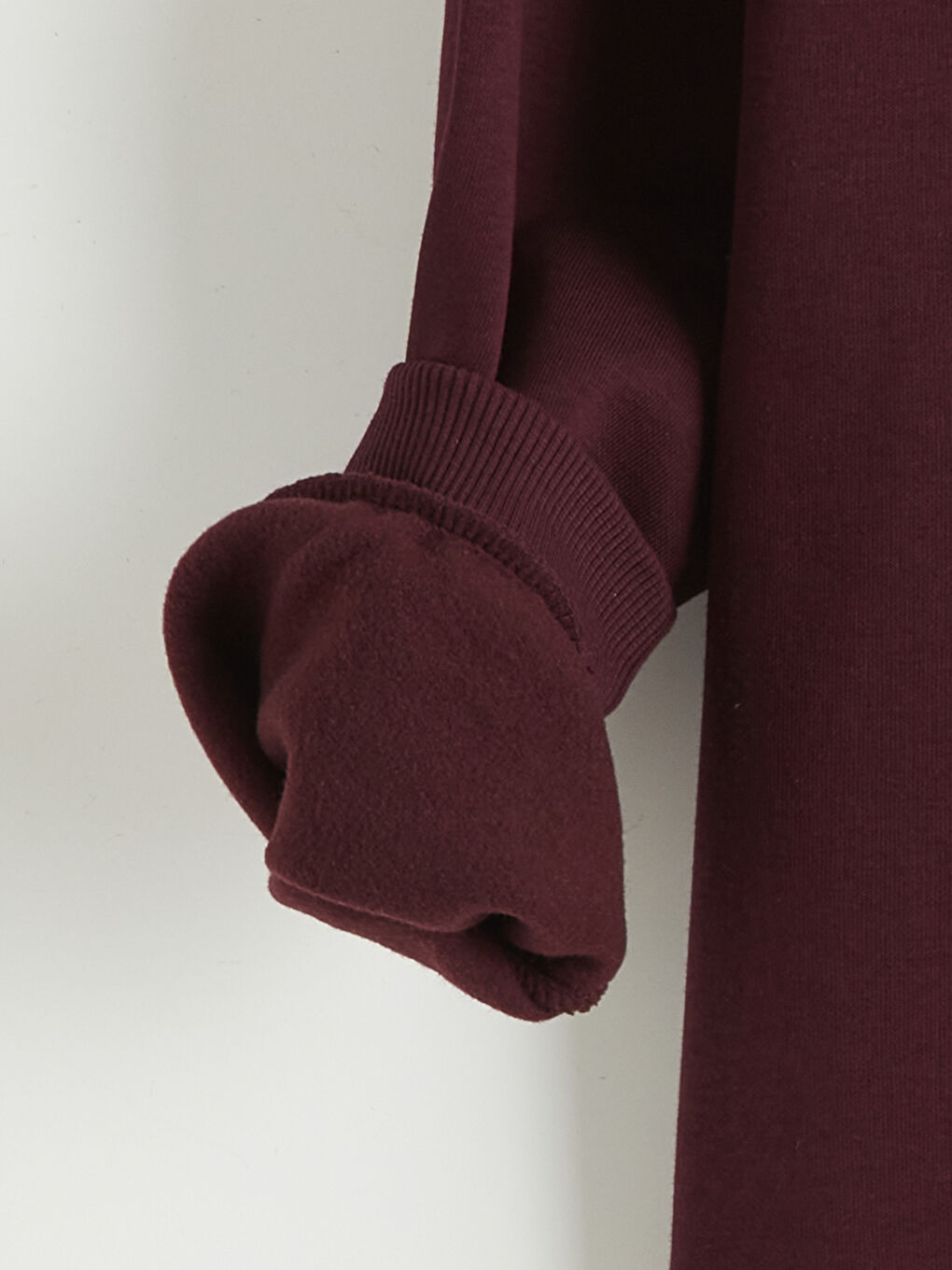Bordo Bisiklet Yaka Oversize Kadın Kalın Sweatshirt-1